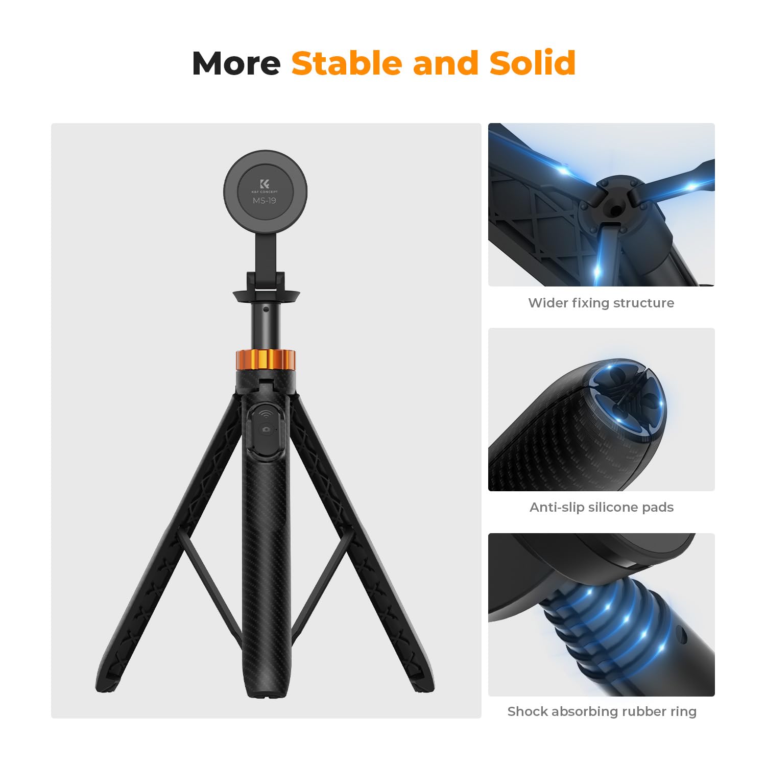 K&F Concept 63 Magnetic Phone Selfie Stick Tripod, Lightweight Cellphone Holder And Camera Stand With Wireless Remote, Compati