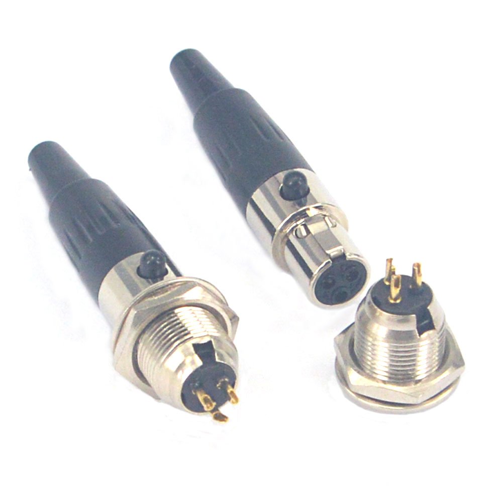 onelinkmore DIY 3 Pin Mini XLR Connector TA3F Audio Microphone Adapters with Plug Chassis Mount Mini XLR Jack 3 Pin Mini XLR Cab