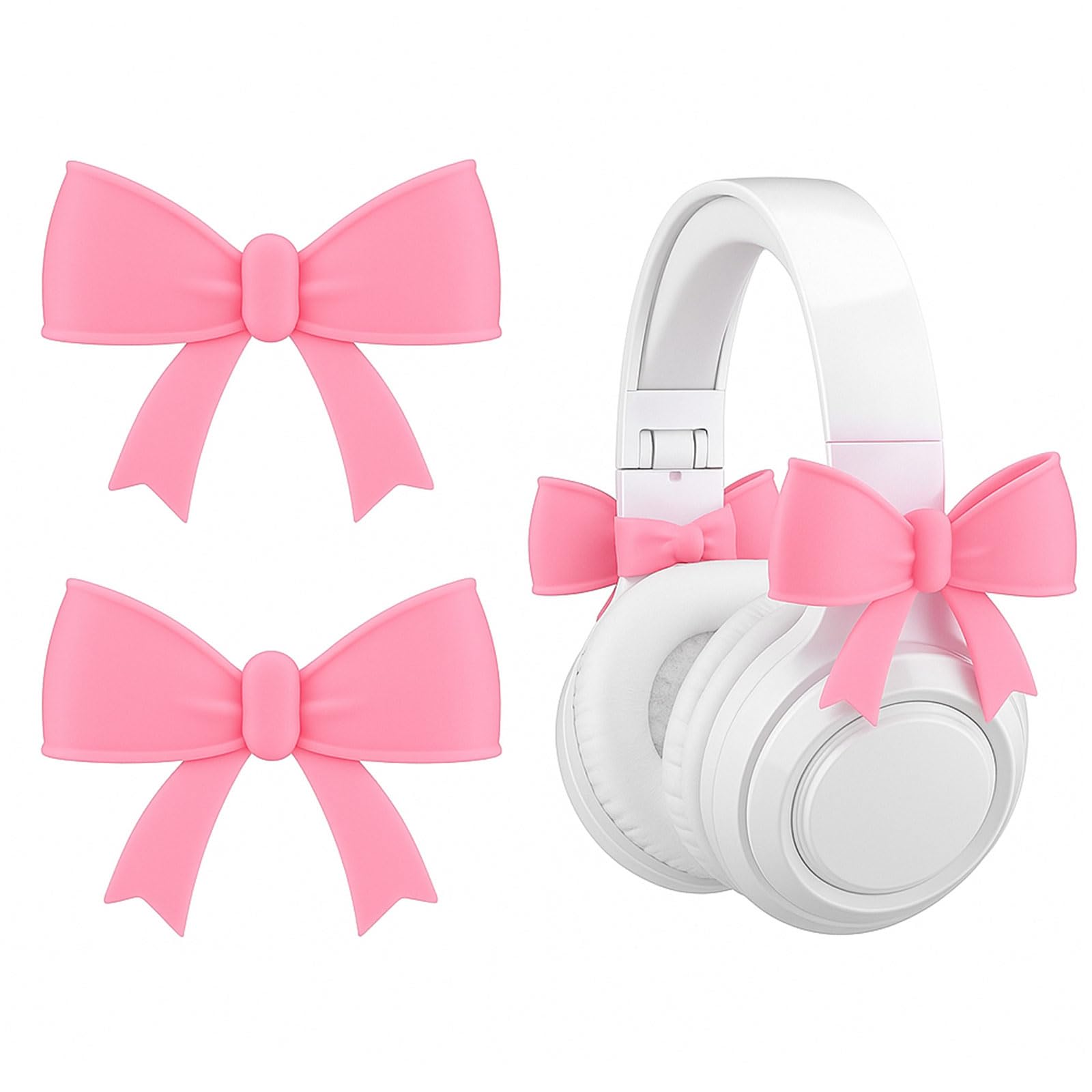 Fiwochic 2 Pack Pink Bow Decor Headphone Accessories Cute 3D Printed Bows Coquettish Headphone Attachment Accessories Christmas 