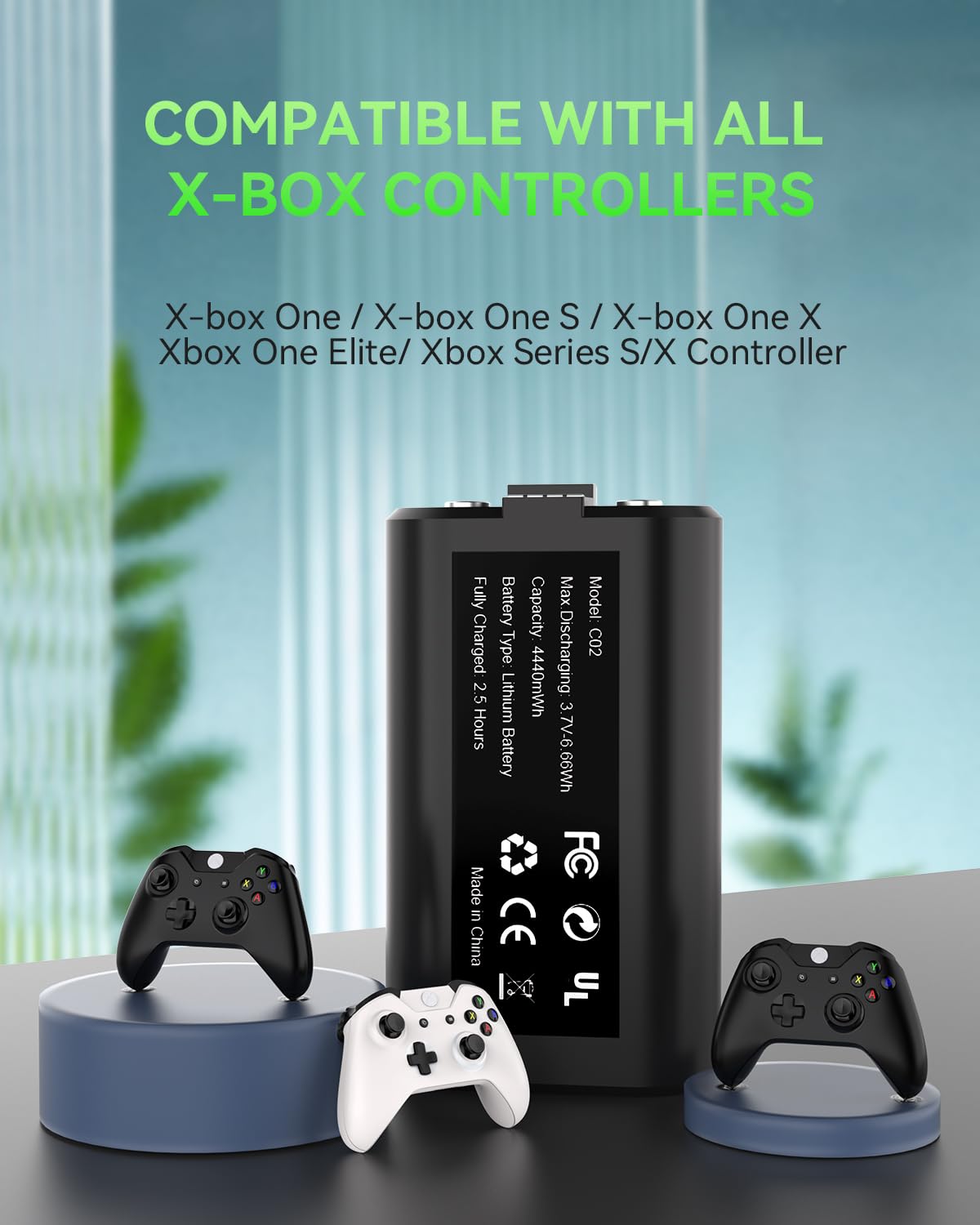 Rechargeable Battery Pack For X Box Series X|S/ One, 2 Pack 4440Mwh 3.7V Battery Pack For X Box One/One S/One X/One Elite All X