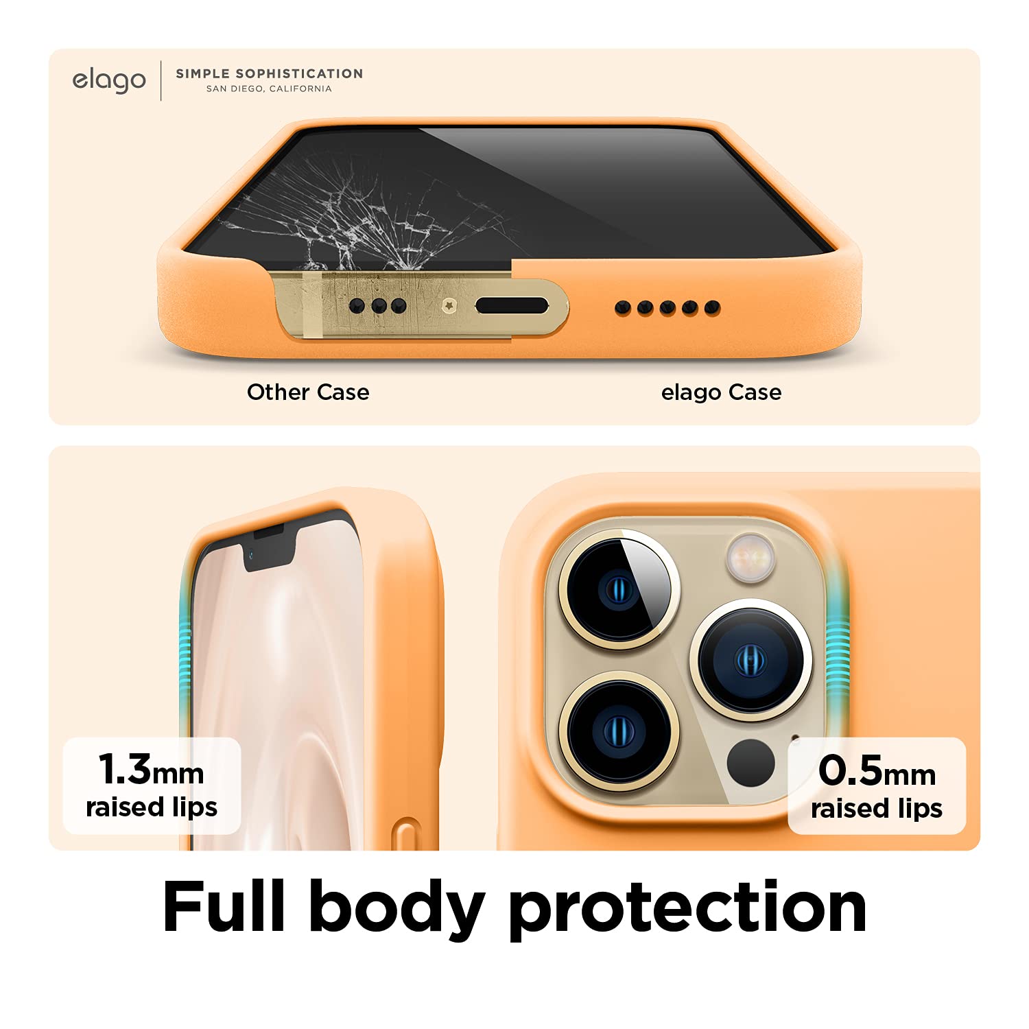 Elago Compatible With Iphone 13 Pro Case, Liquid Silicone Case, Full Body Screen Camera Protective Cover, Shockproof, Slim Phone