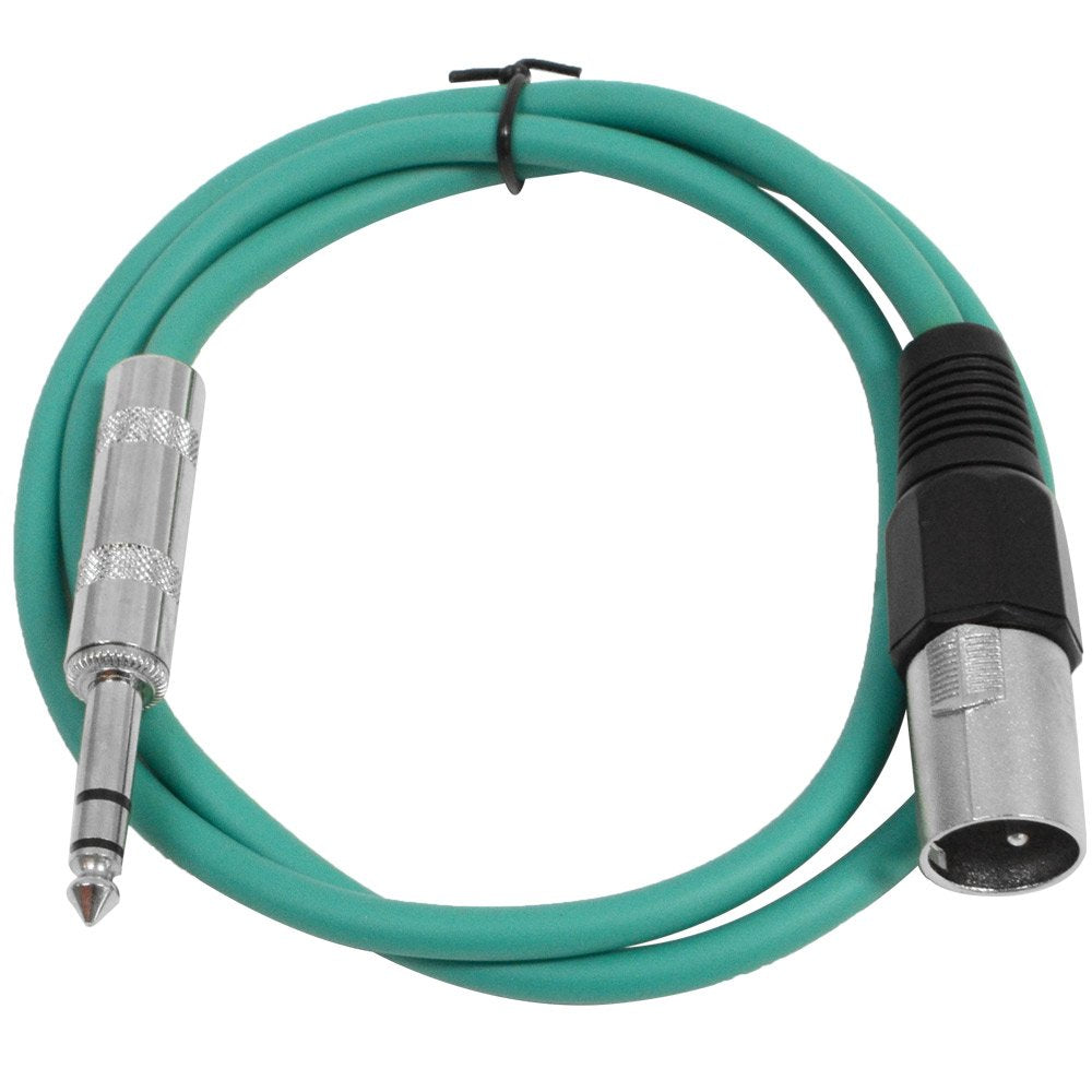 Seismic Audio - SATRXL-M2 - Green 2 XLR Male to 1/4 TRS Patch Cable