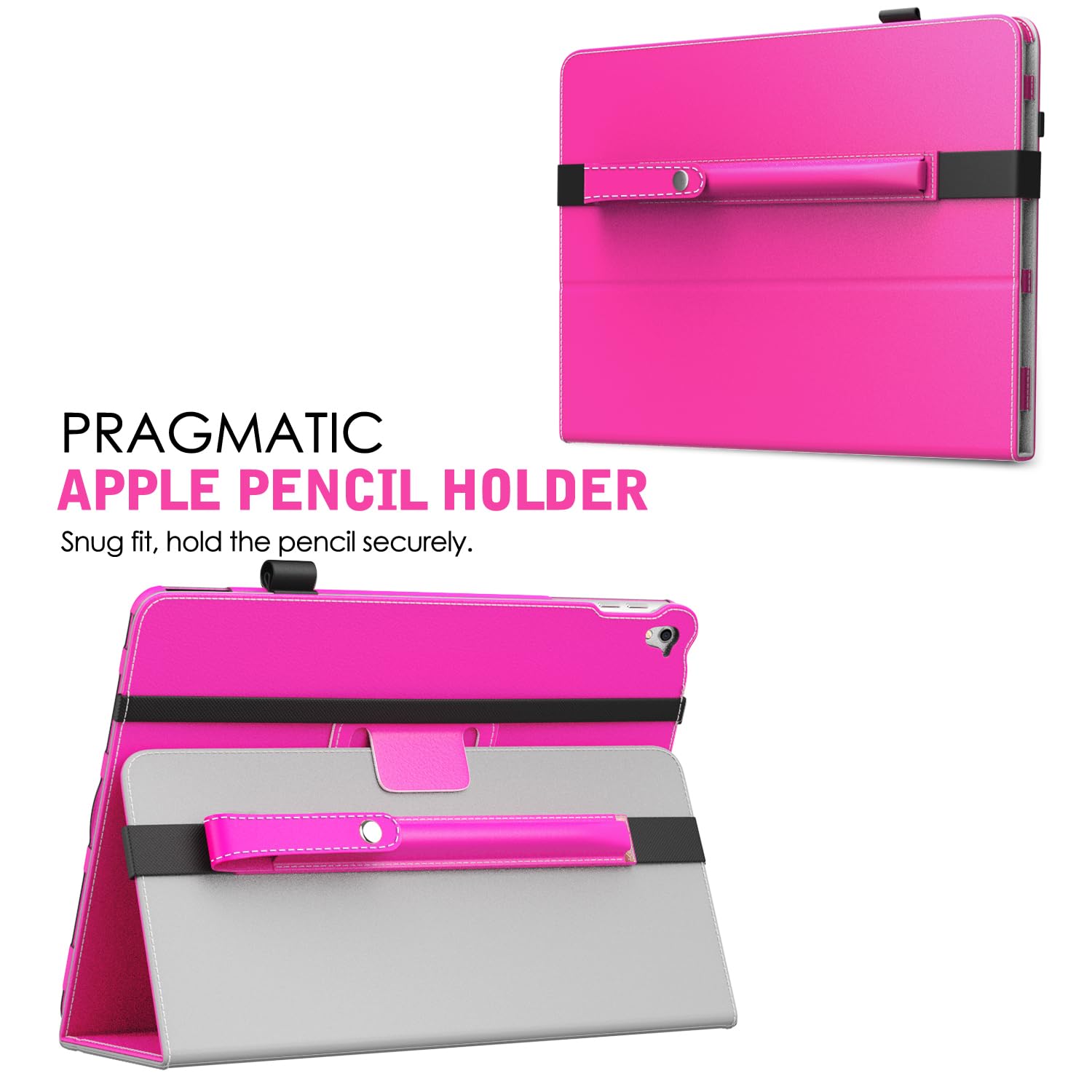 MoKo Pencil Holder for Apple Pencil Pro, Apple Pencil 1st/2nd Generation, Apple Pencil (USB C), PU Leather iPad Pencil Sleeve Pouch with Buckle & Elastic Band Attach to iPad Case, Pitaya Red