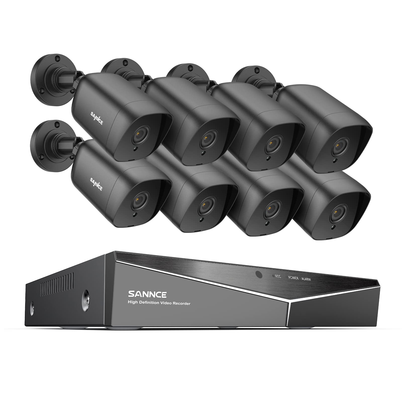 Sannce 1080P Security Camera System 8Ch H.264+ 1080N Home Surveillance Dvr And (8)  1080P Weatherproof Outdoor Cctv Camera With
