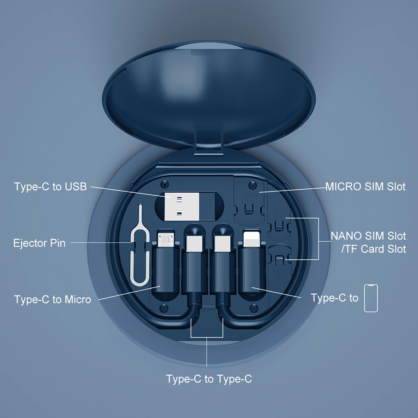 Yanzie Usb Adapter, Micro Usb Charging Cable With Usb C Lightning Adapter, Lightning To Usb C Adapter, Multi Charging Cable Stor