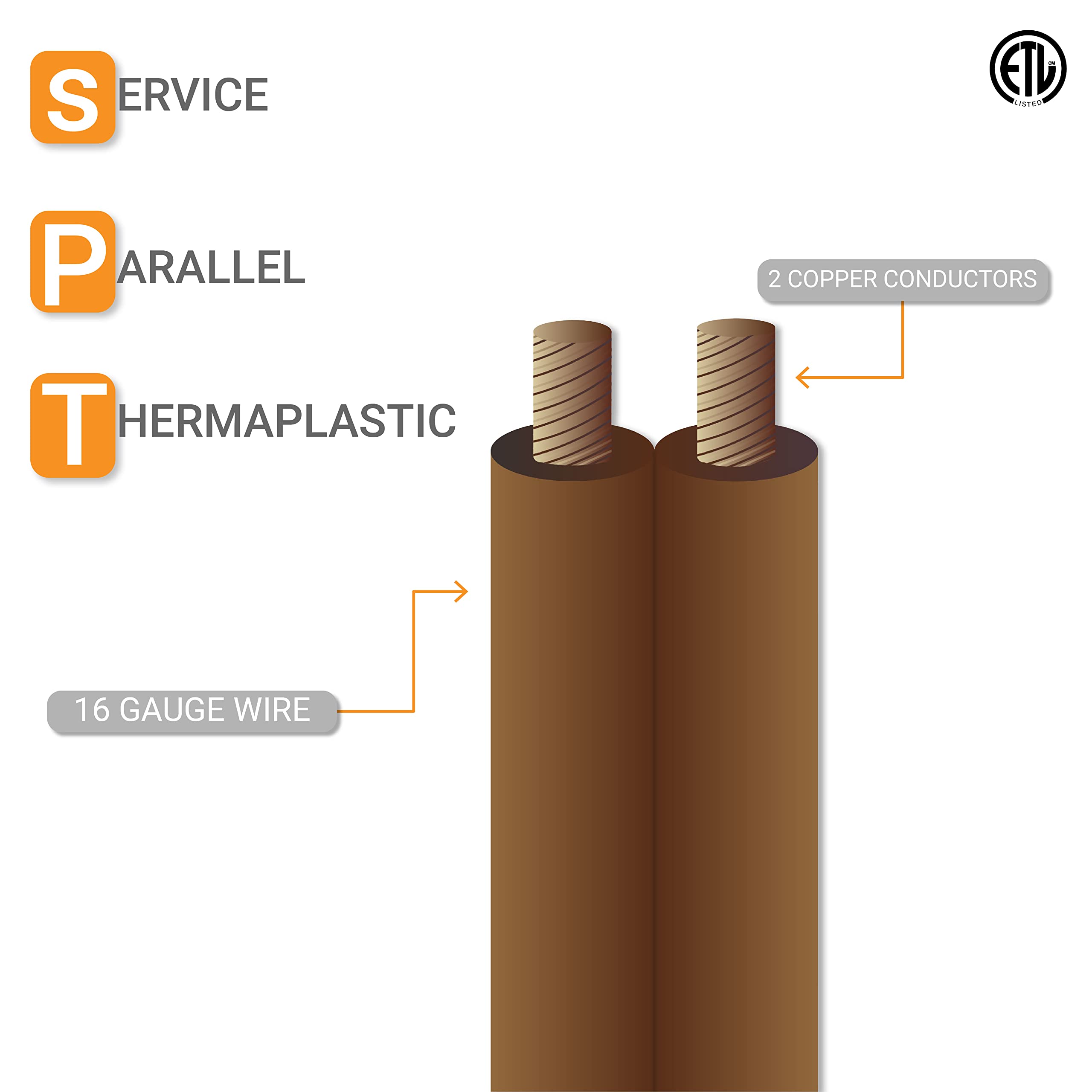 Sunlite 04105 Su Ex9/Br 9 Foot Household Extension Cord, 2 Prong, 16/2 Gauge 13 Amp, Brown 9'