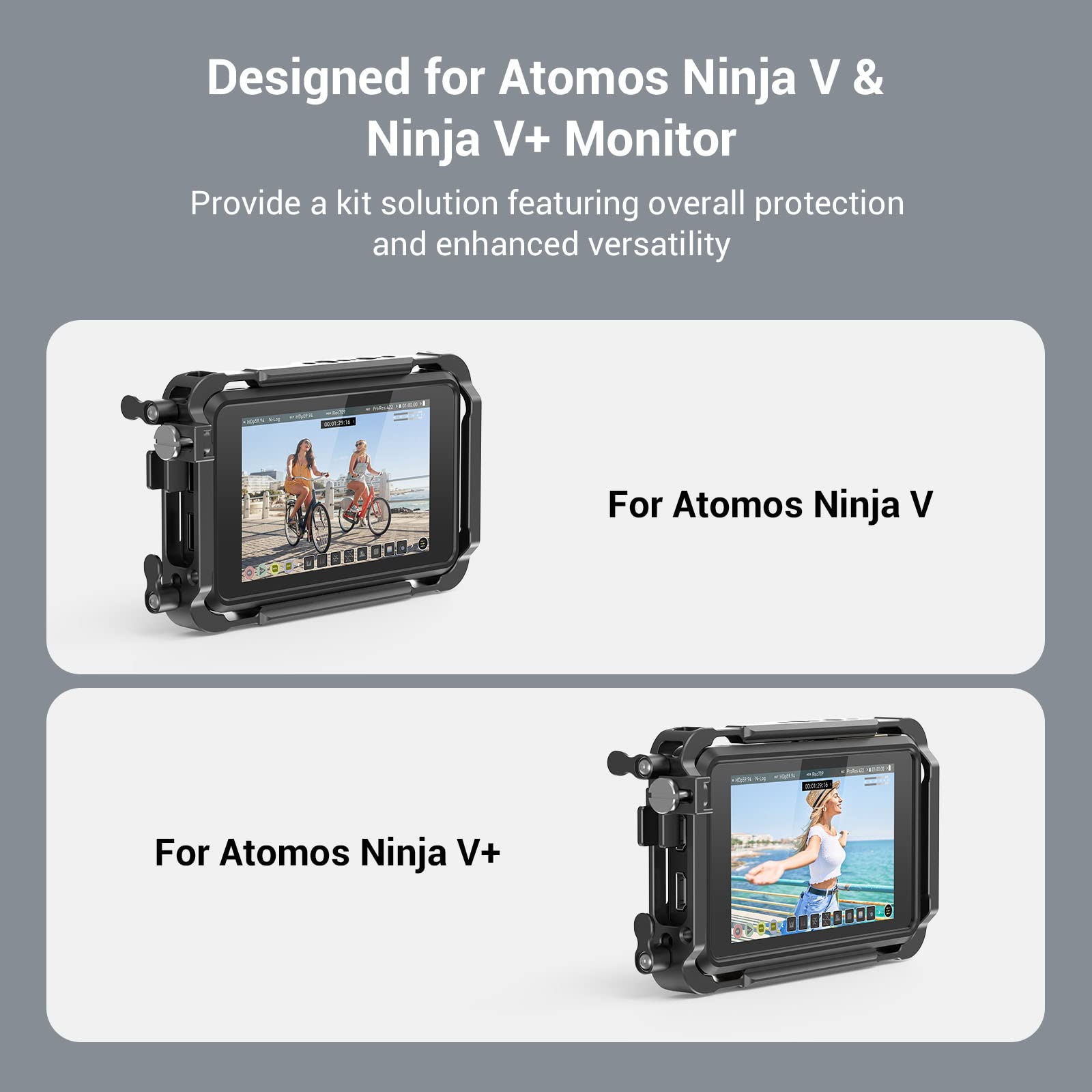 Smallrig Cage Kit For Atomos Ninja V/Ninja V+ / Ninja/Ninja Ultra With Sunhood, Screen Protector, Silicone Case, Cable Clamp, Ha