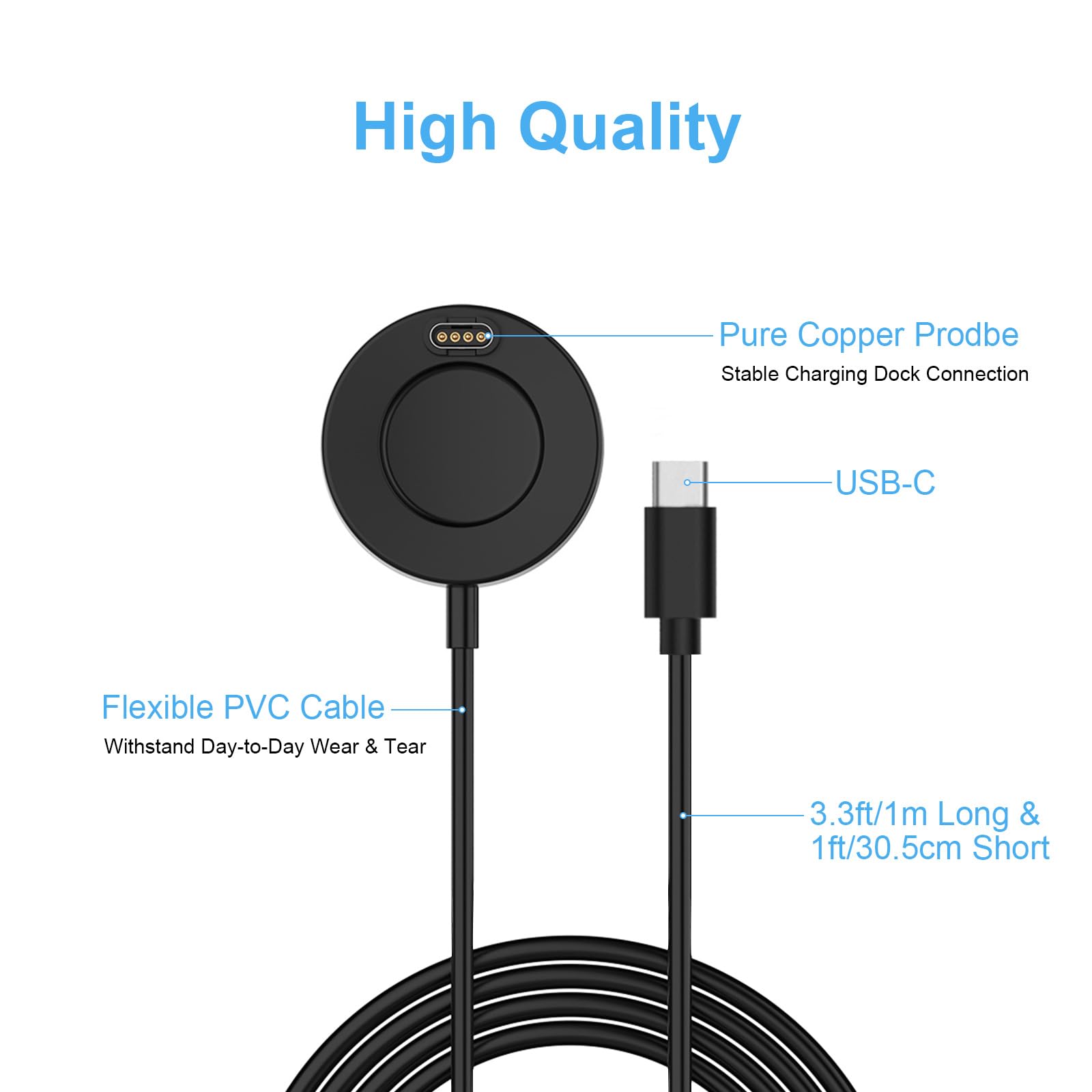 Cosoos 2 Pack Usb C Charging Cables For Garmin Charger Cable Stand, 1M Long & 30Cm Short Watch Charging Dock Station For Garmin