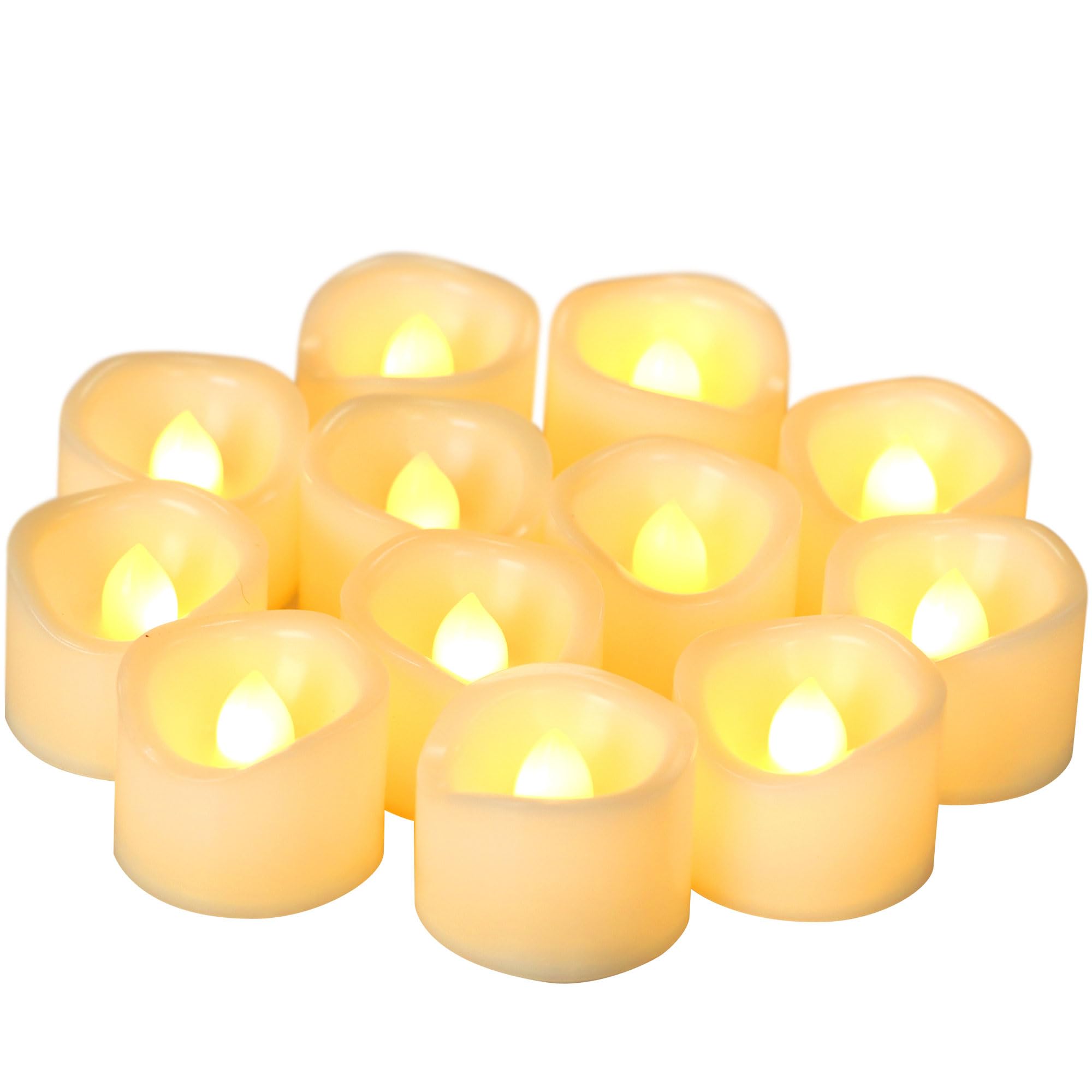 12 Pack Battery Operated Flameless Led Votive Tealight Candles Realistic Flickering Electric Tea Lights Set Bulk Halloween Pumpk