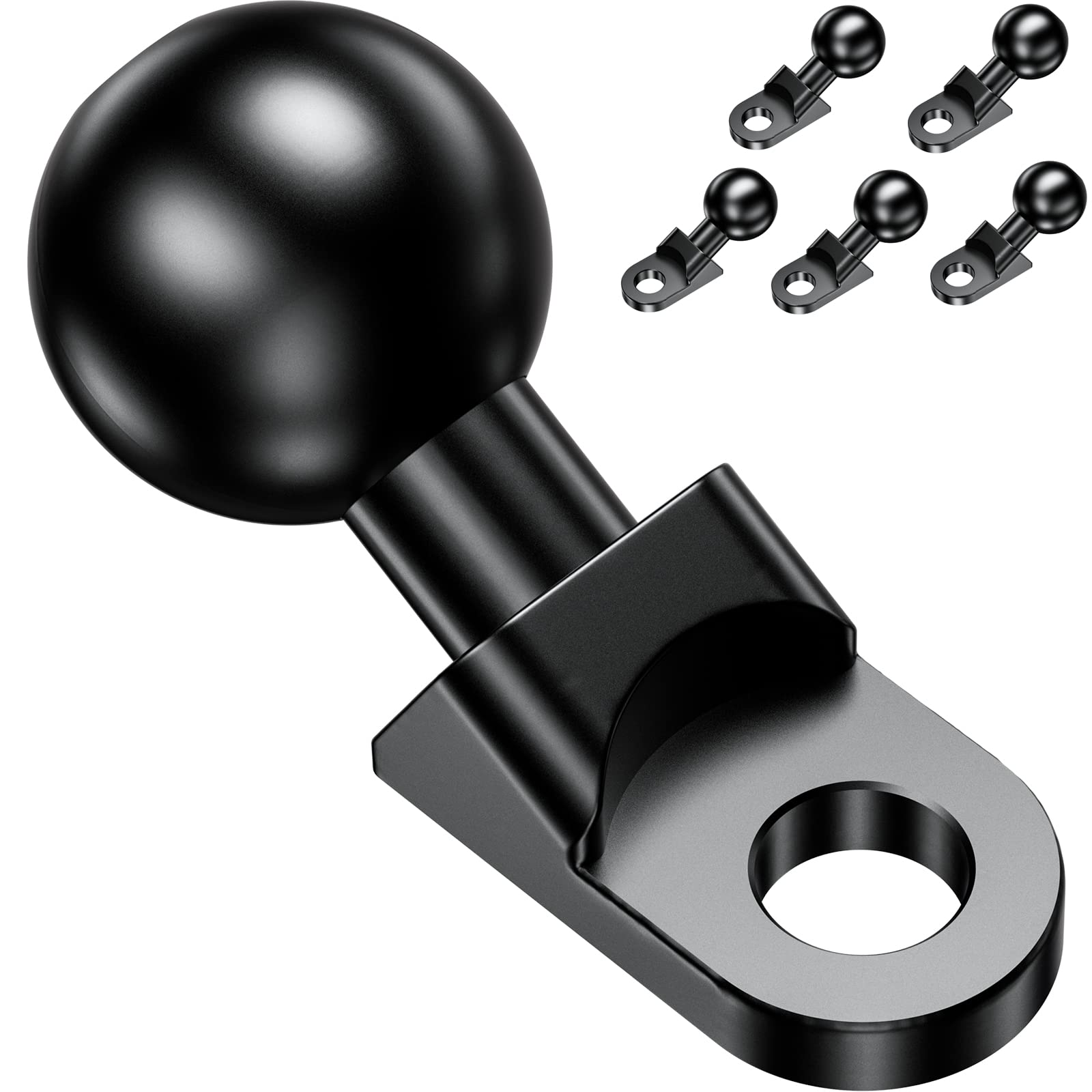 Brcovan 5 Pack, Aluminum Alloy Mount Base With 1'' Tpu Ball & 10Mm Mounting Hole, Angled Bolt Head Adapter Ball Base Compatible With Ram Mounts B Size Double Socket Arm