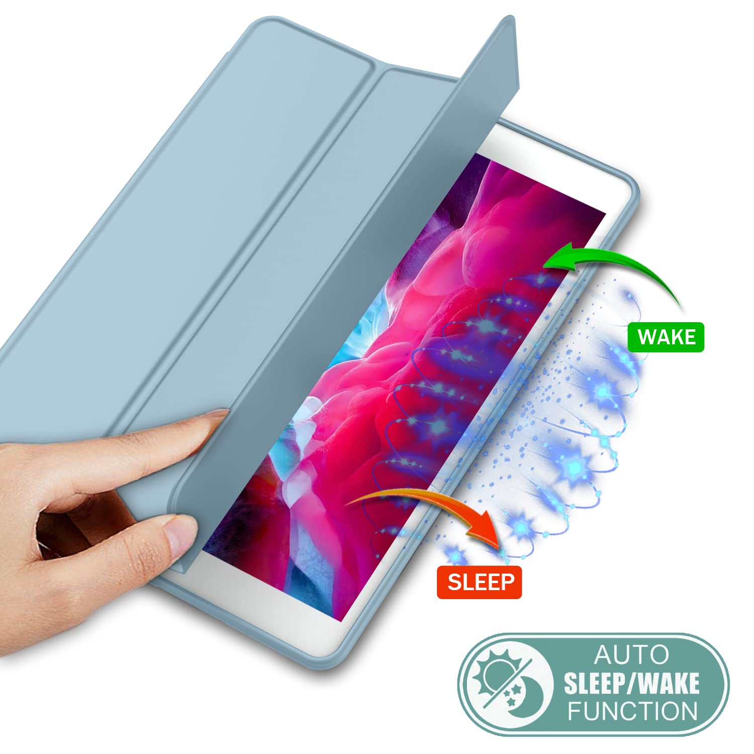 Imieet Ipad 9.7 Case (2018/2017 Model, 6Th/5Th Generation), Smart Cover With Pencil Holder And Soft Baby Skin Silicone Back And Full Body Protection, Auto Wake/Sleep Cover (Light Blue)