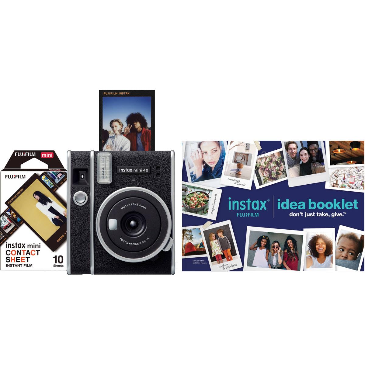 Fujifilm Instax Mini 40 Instant Camera with Fujifilm Instax Mini Contact Sheet Film - 10 Exposures Bundle (600022193)