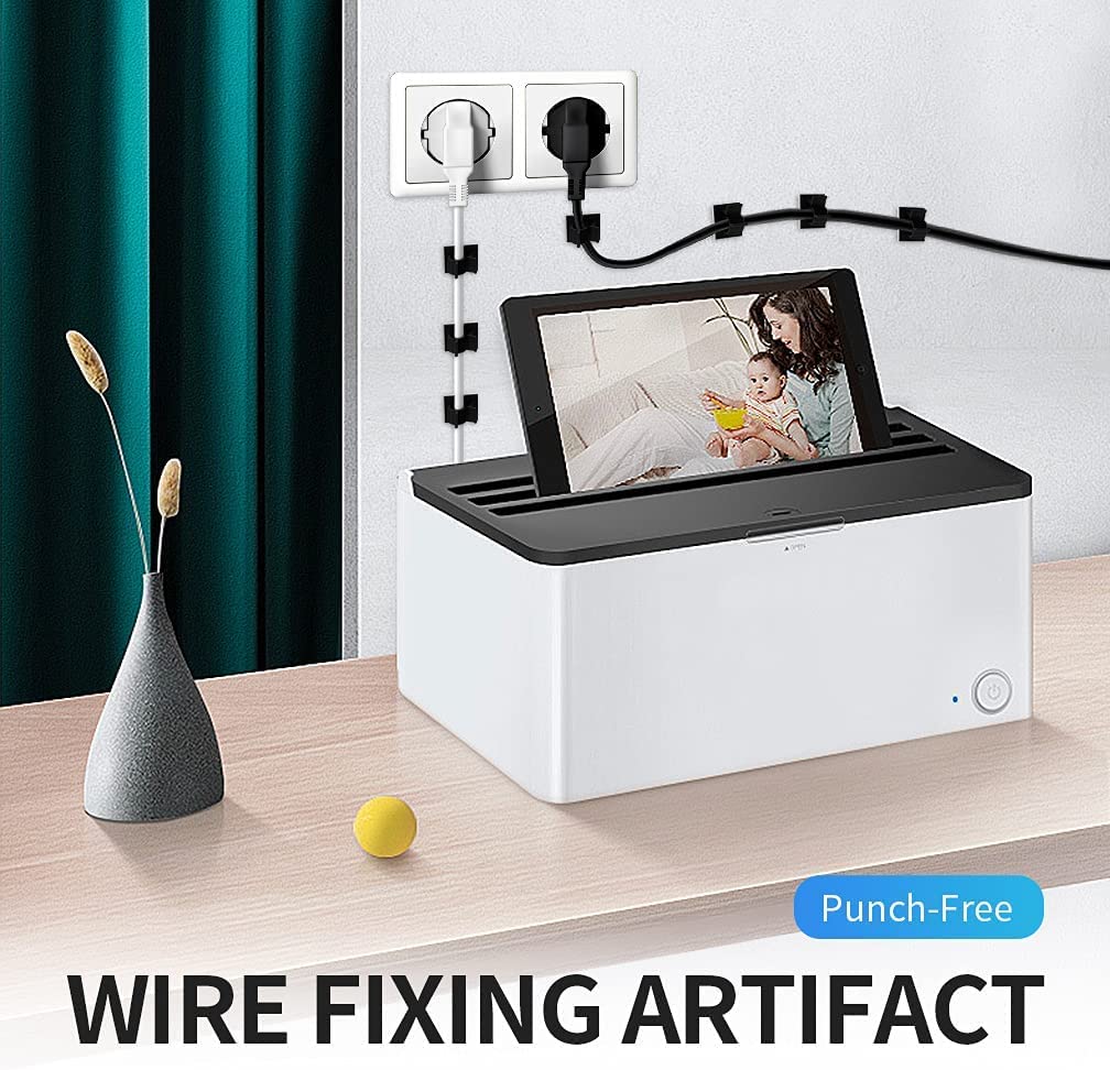 Viaky 30 Pcs Black Clips Self Adhesive Backed Nylon Wire Adjustable Cable Clips Adhesive Cable Management Drop Wire Holder