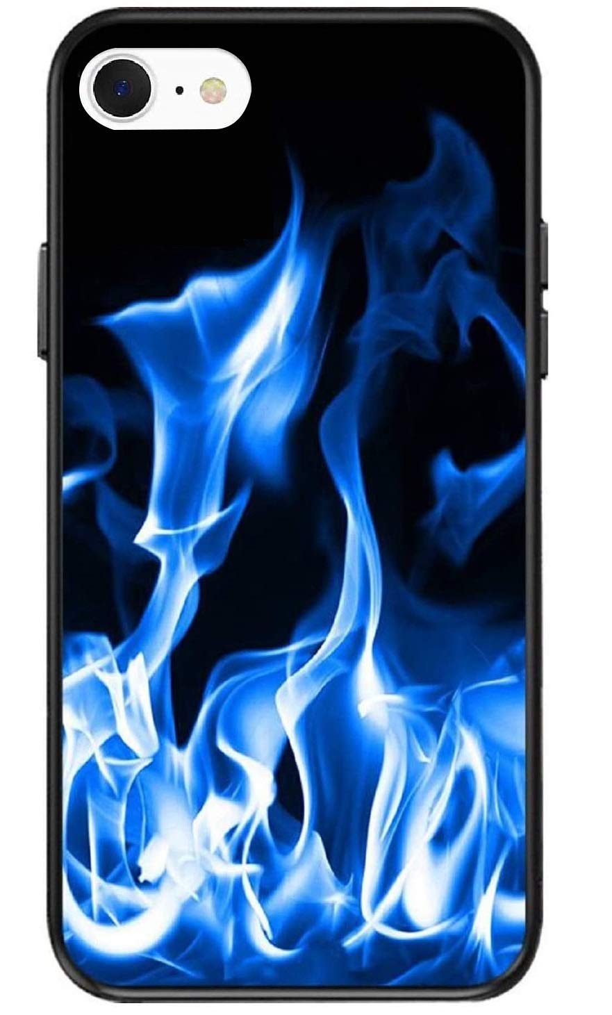 BLLQ Soft Silicone Slim Gift Cover Case Compatible with iPhone SE 2020 Case,Flame Fire Blaze Design Black Case Compatible with i
