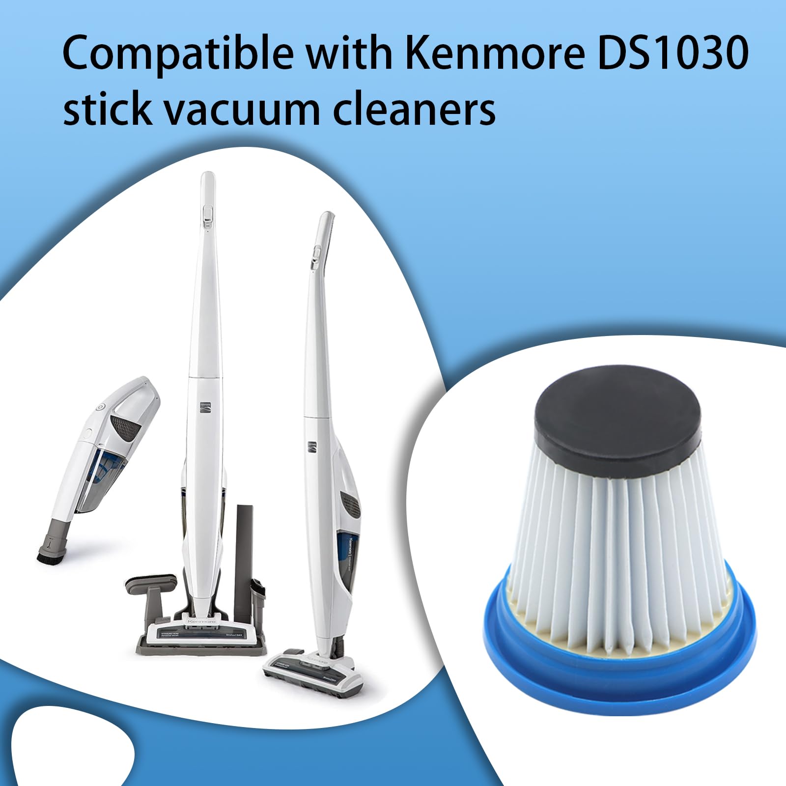 4 Pack 520280 Ds1030 Hepa Filter Compatible With Kenmore Ds1030 Cordless Stick Vacuum Lightweight Cleaner 2 Speed Power Suction