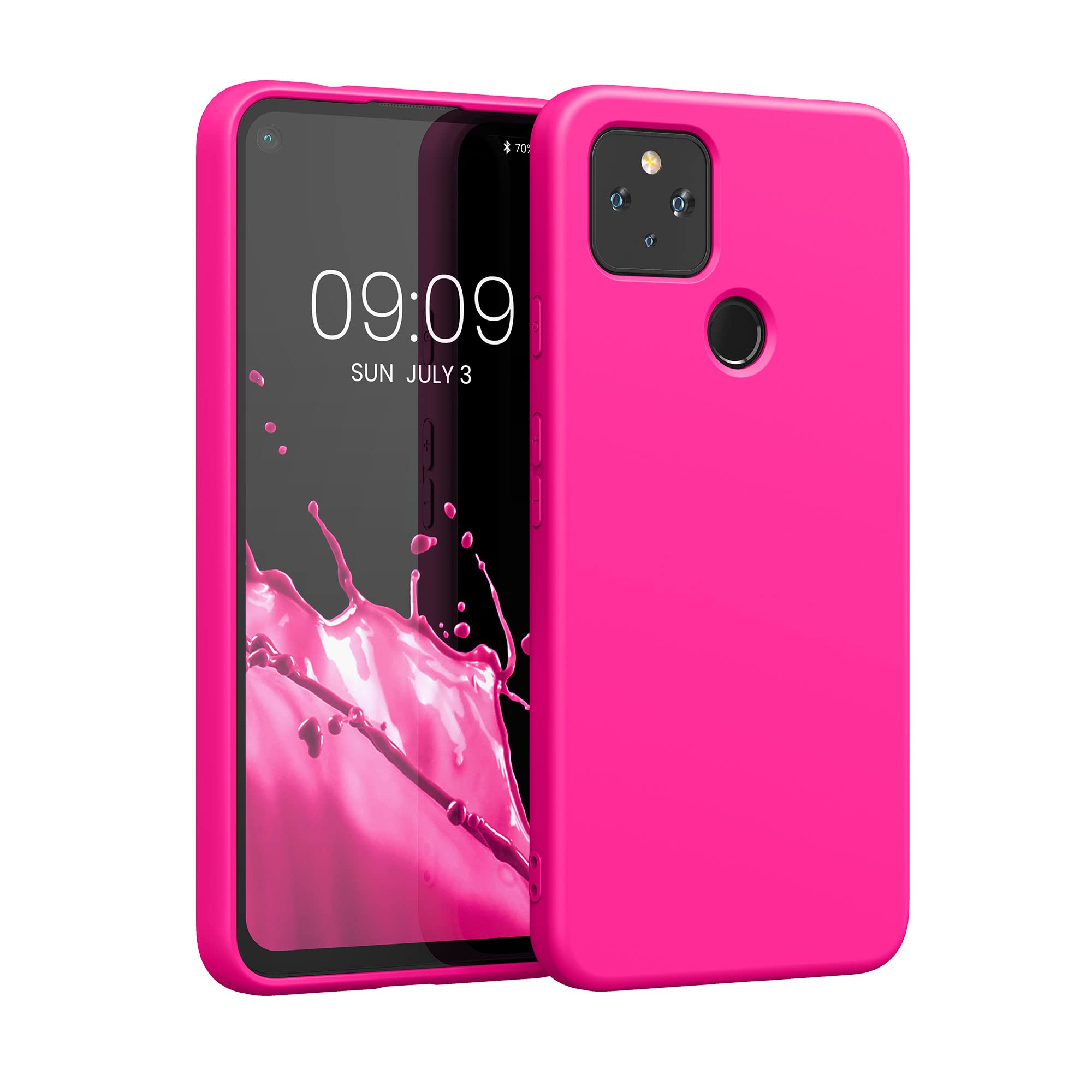 Kwmobile Case Compatible With Google Pixel 4A 5G Case   Slim Protective Tpu Silicone Phone Cover   Neon Pink
