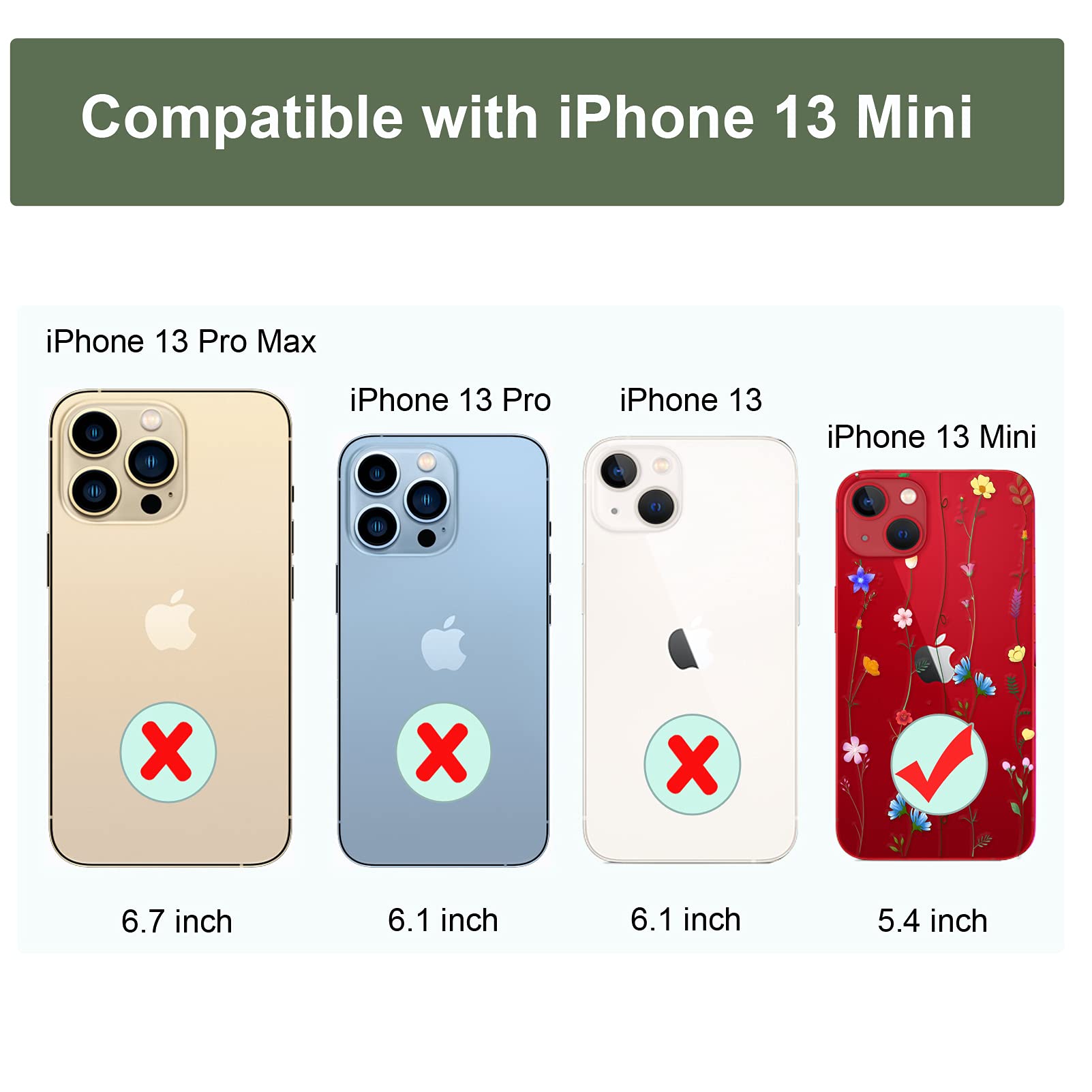 Unov iPhone 13 Mini Case Slim Protective Embossed TPU Floral Art 5.4 Inch