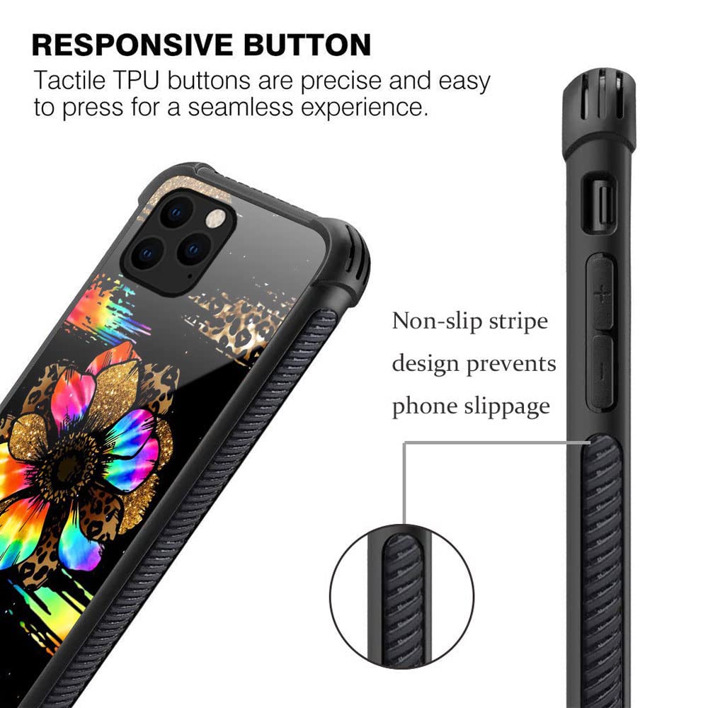 ZHEGAILIAN iPhone 12 Pro Max Phone Case Colorful Flowers Pattern Anti-Scratch Organic Glass TPU Color Ripple