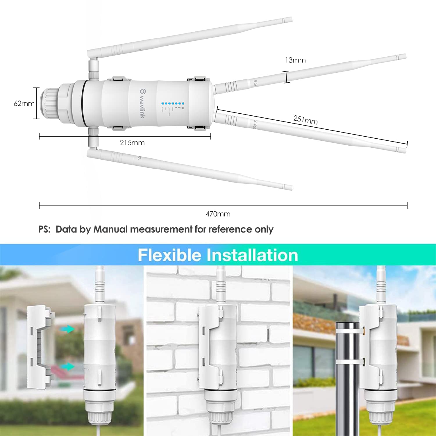 Wavlink Ac1200 Outdoor Wireless High Power Weatherproof Wifi Long Range Extender/Access Point/Router With Passive Poe,Dual Band