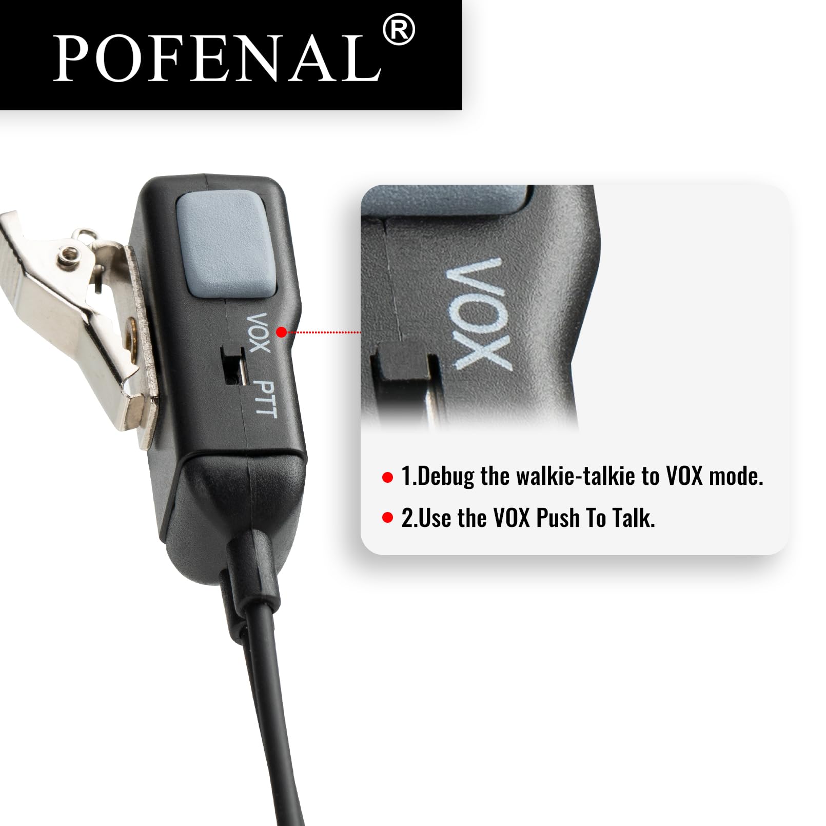 Pofenal Single Wire Walkie Talkie Earpiece Compatible For Midland Gxt Lxt Radio With Ptt Mic Tansparent Air Acoustic Tube Survei