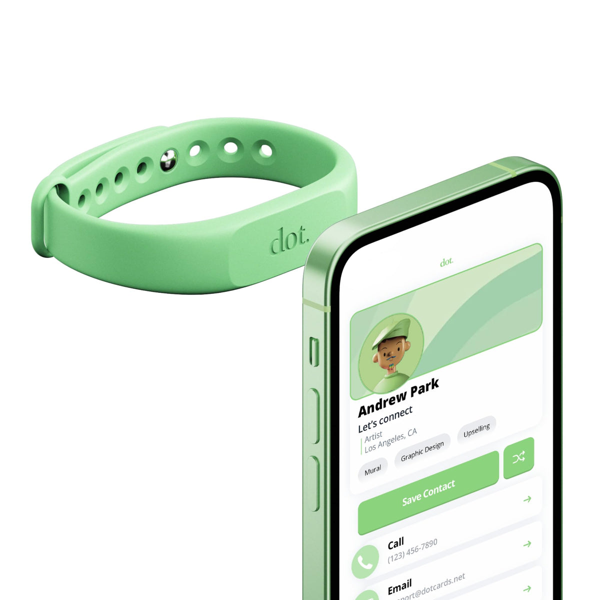 Dot. Band   Digital Business Card Wristband   Tap To Share Nfc   Iphone & Android (Mint)