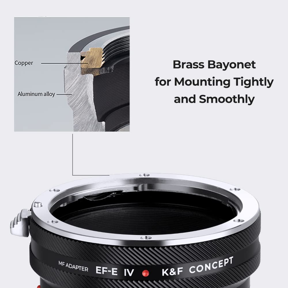 K&F Concept Lens Mount Adapter Eos Nex Iv Iv Manual Focus Compatible With Canon (Ef/Ef S) Lens And Sony E Mount Camera Body, Not Auto Focus