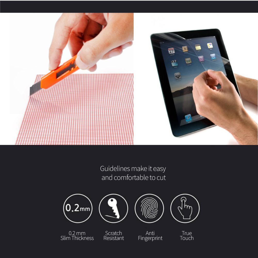 Red Shield Universal Screen Protector 13' For Tablet, Smartphone, And More. Ultra Thin High Definition Crystal Clear Anti Scratch, Anti Fingerprint Film. Easy To Cut With Guidelines.