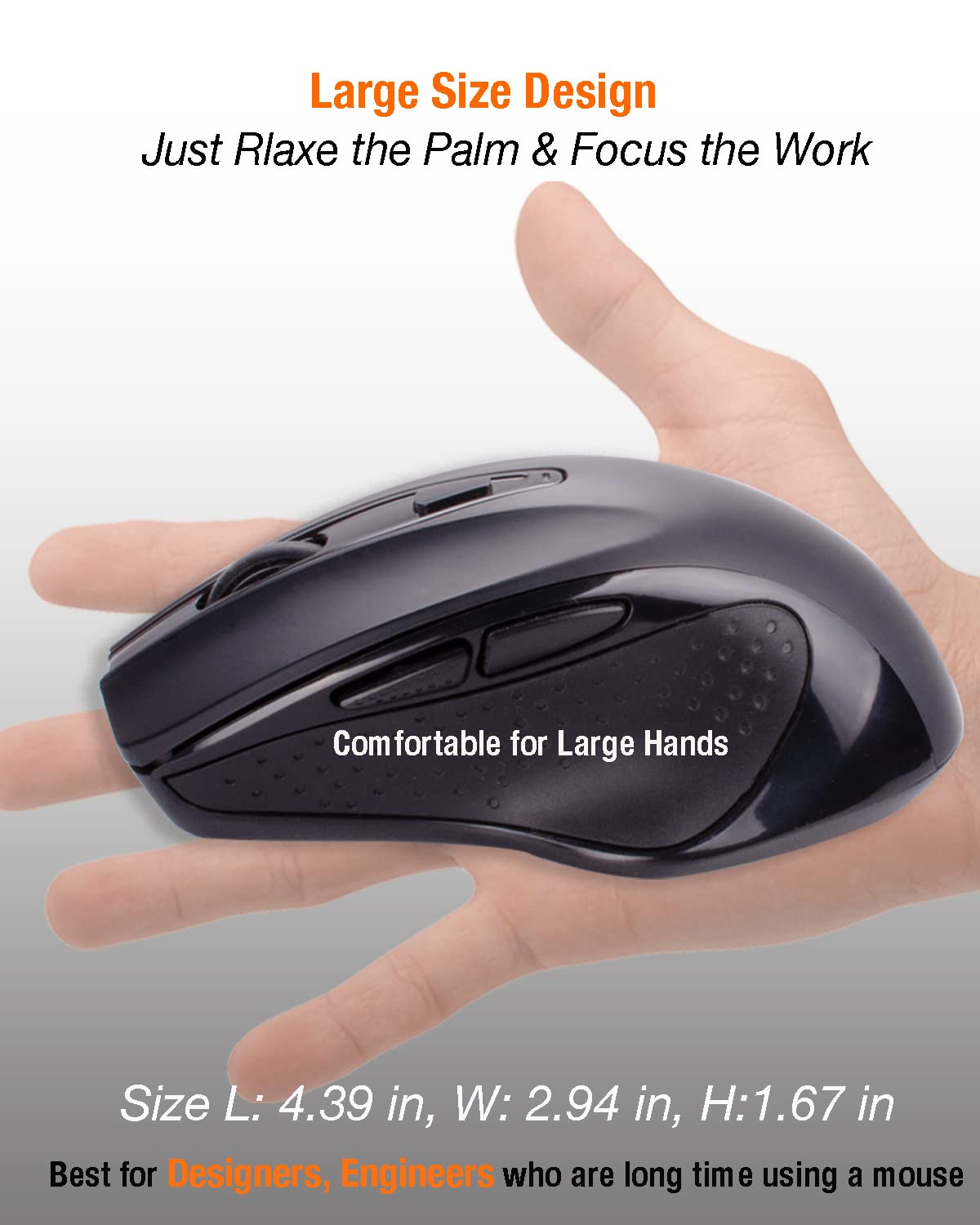 Usb C Wireless Mouse, Innomax Usb C 2.4G Ergonomic Large Size/Rechargeable Mouse With Usb C To Usb A 3.0 Adapter For 2021 Macboo