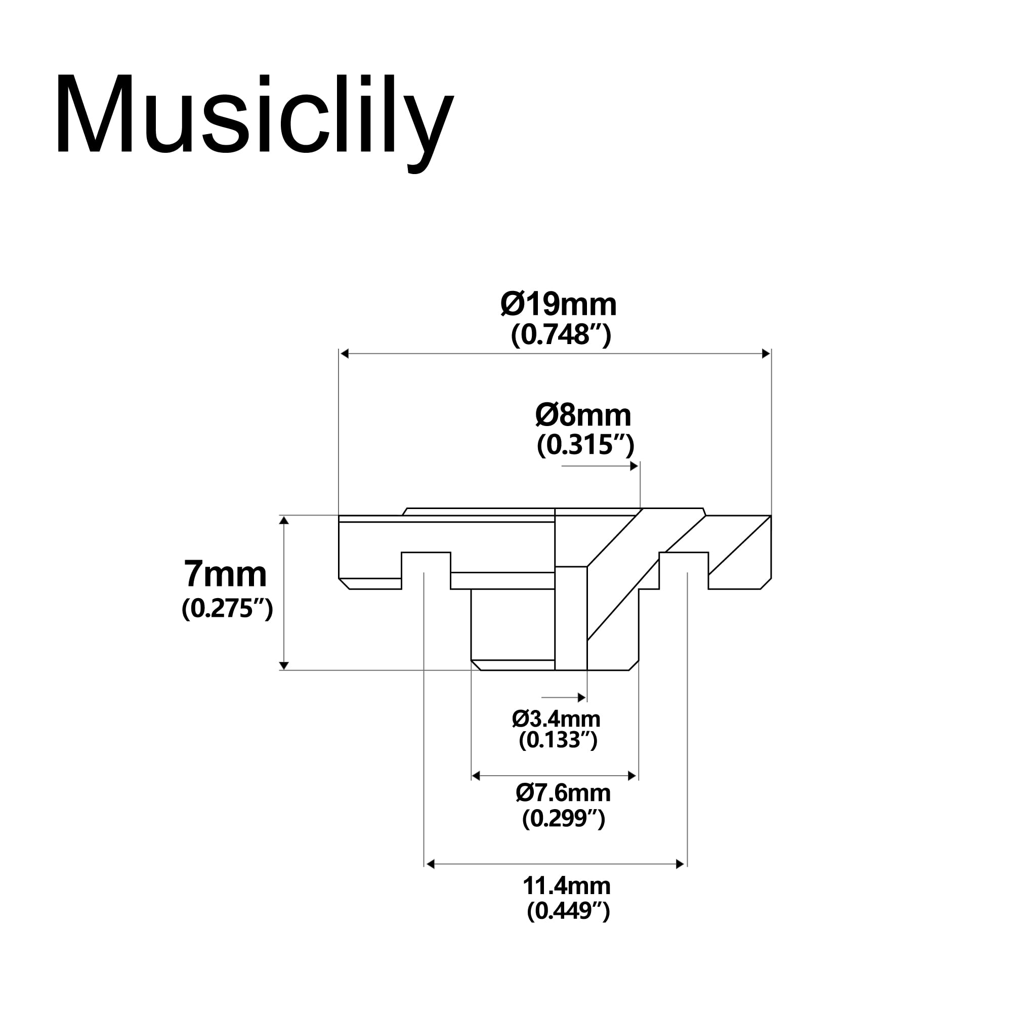 Musiclily Pro 19Mm Steel Vintage Round Bass String Tree String Guide Retainer For Fender Precision Jazz Bass Electric Bass, Blac