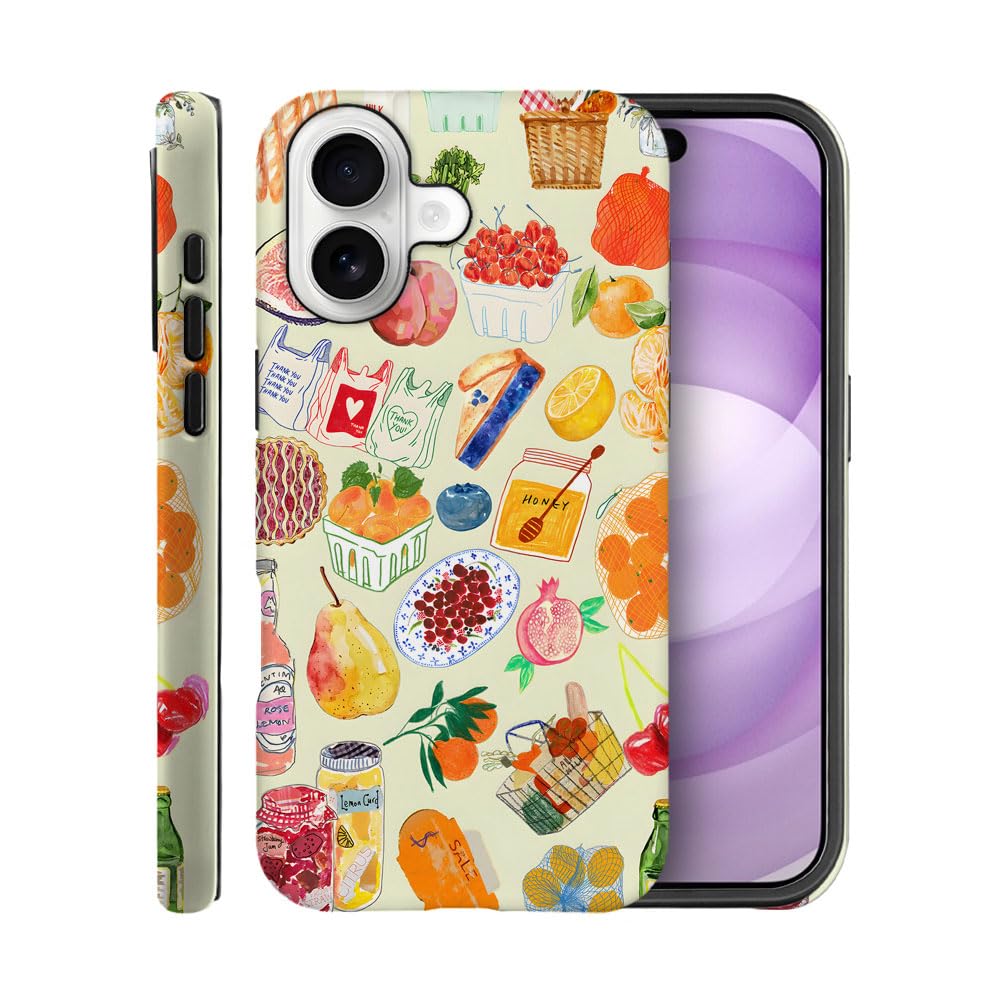 Case for iPhone 17,Fits Frosted Case Design for Girl Women,Farmers Vegetable Fruit Collage