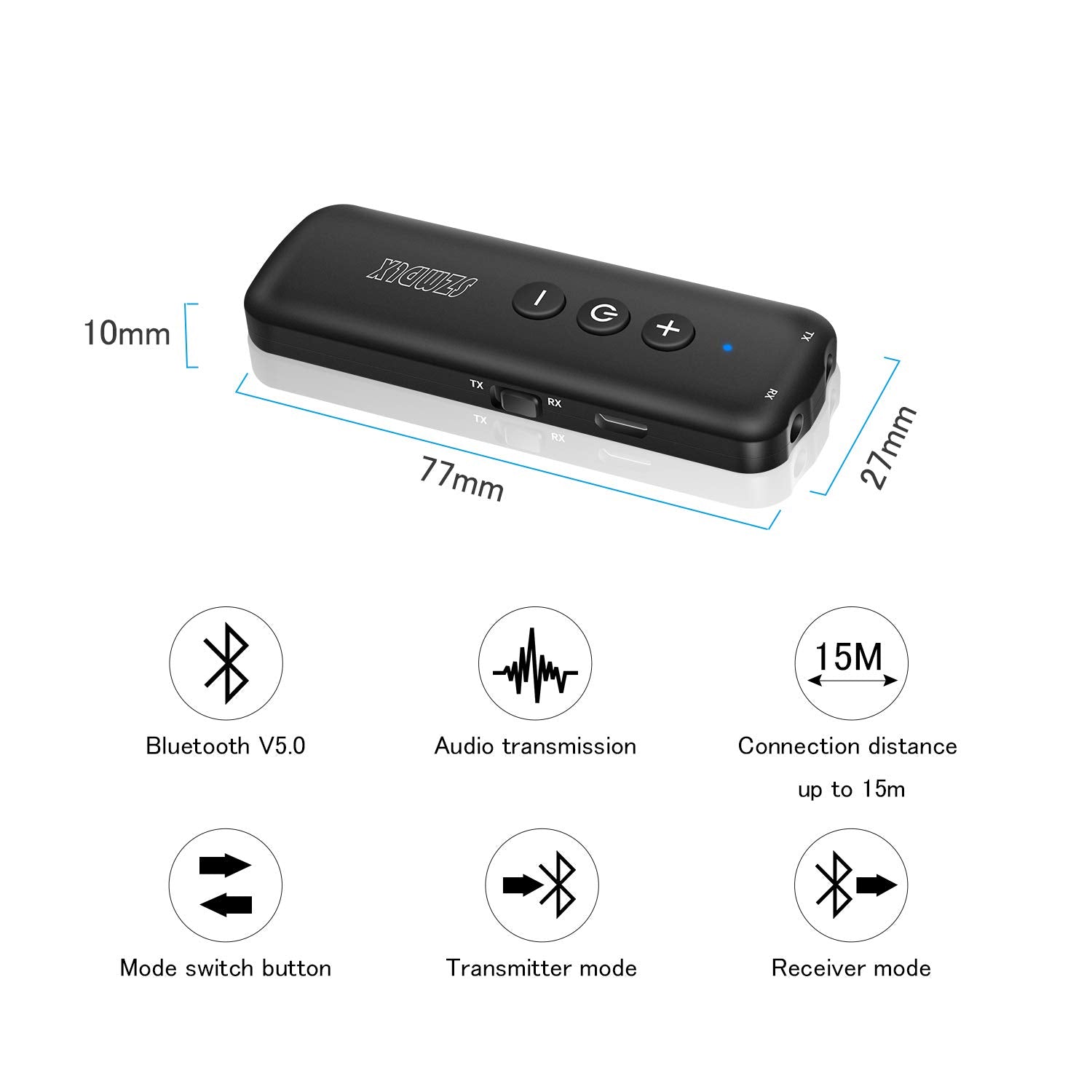 Szmdlx Bluetooth Transmitter Receiver For Tv, Bluetooth 5.0 Transmitter 3 In 1, Portable Wireless Adapter, Bluetooth Audio Adapt