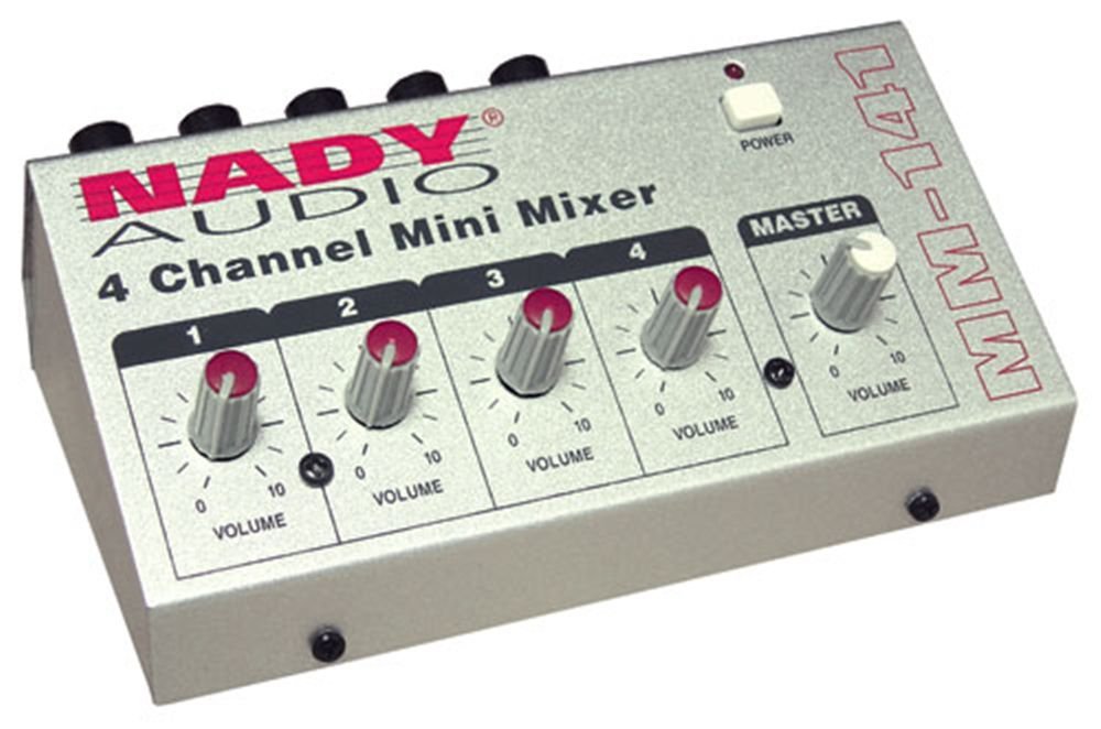 Nady Mm 141 4 Channel Mono Unbalanced Mini Mixer           Inputs & Output     Portable   Battery Powered Or Use Optional Ac Ada