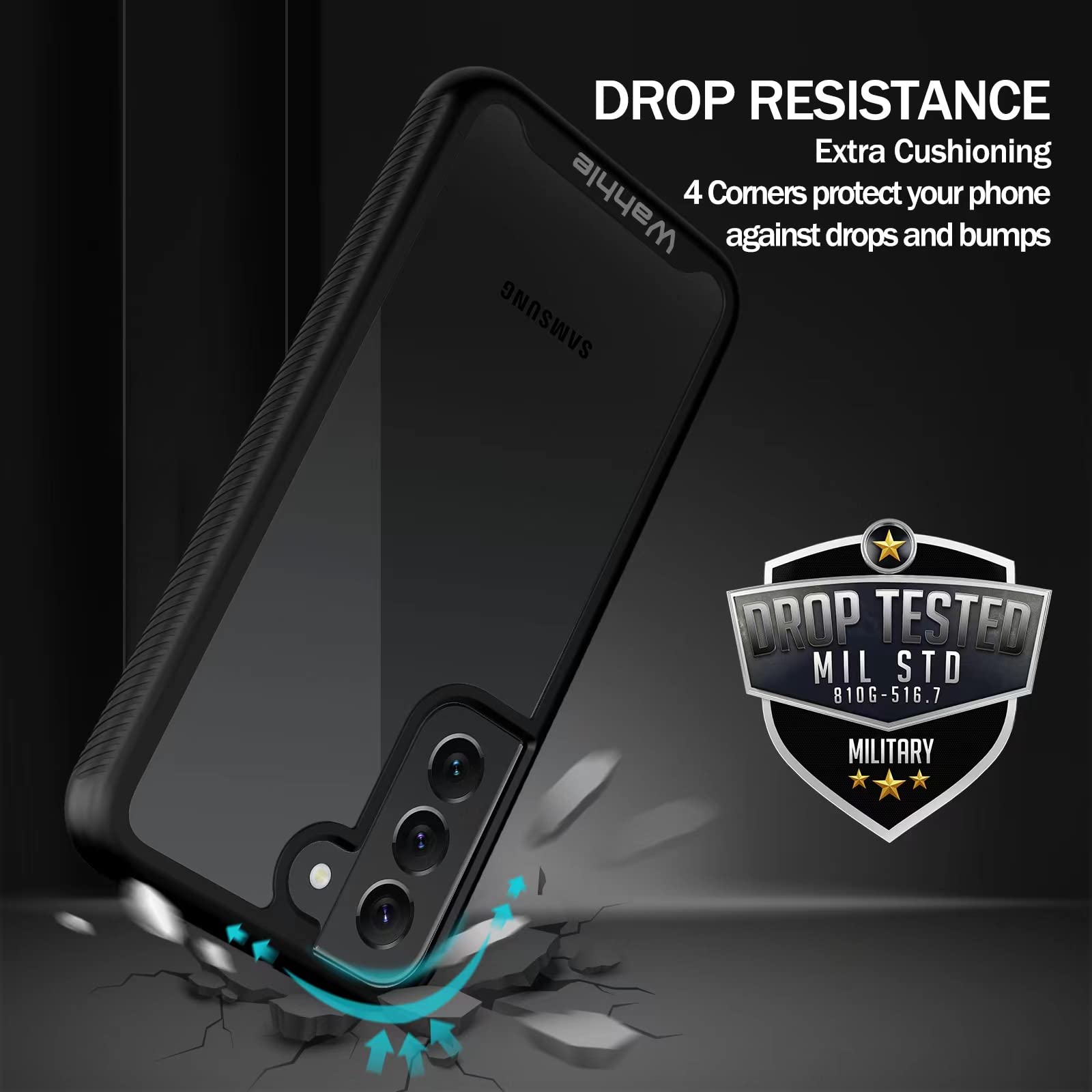 Wahhle Compatible With Samsung Galaxy S22+ Plus Case, Built In Screen Protector Full Body Shockproof Slim Fit Bumper Protective