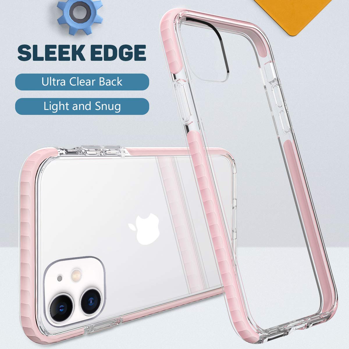 MATEPROX iPhone 11 Case Clear Slim Shockproof Polycarbonate Pink 6.1 inch