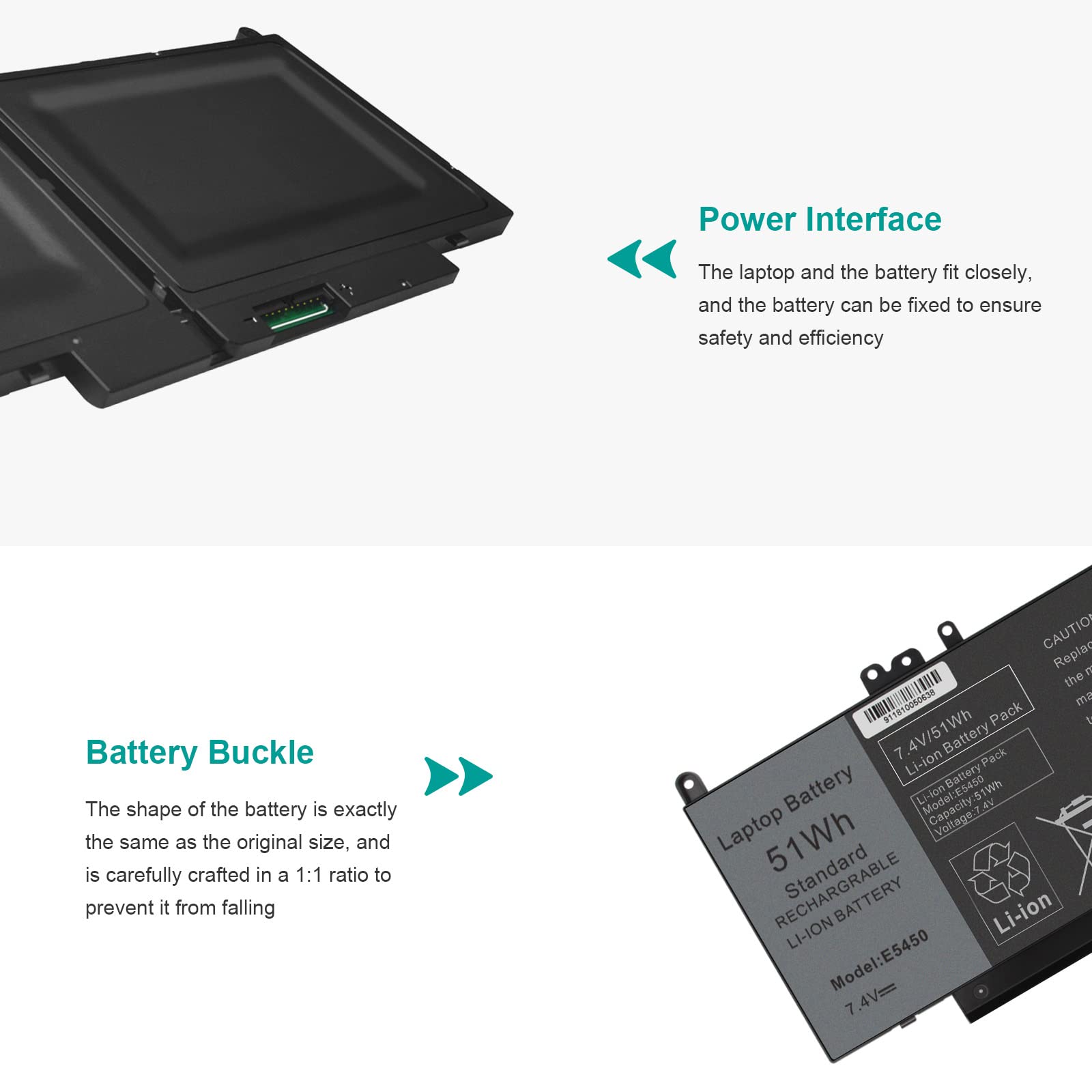 G5M10 Battery For Dell Latitude 14 15 E5450 E5550 E5250 P48G001 Series, 15.6 Inch, Wyjc2 0Wyjc2 8V5Gx R9Xm9 1Ky05 08V5Gx Vmkxm 5