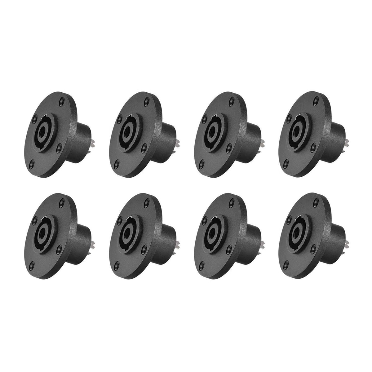 Yuyaokk 8 Pack Speakon Panel Mount Socket Round, 4 Pole Audio Speaker Jack Twist Lock Compatible With Speakon Nl4Mp, Nl4Mpr, Nl4