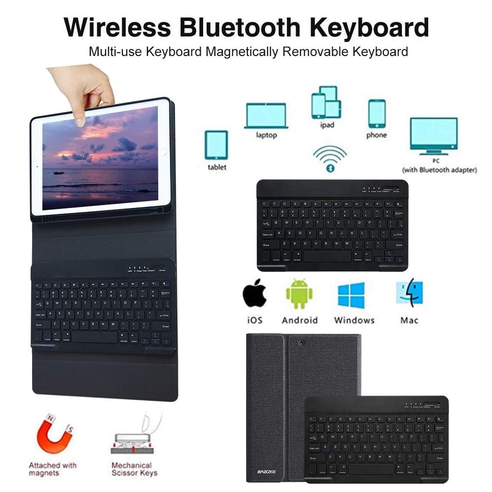 Amzcase For Ipad Pro 9.7 Inch Case With Keyboard For Ipad 6Th Generation(2018),For Ipad 5Th Generation(2017),For Ipad Air 2/Air