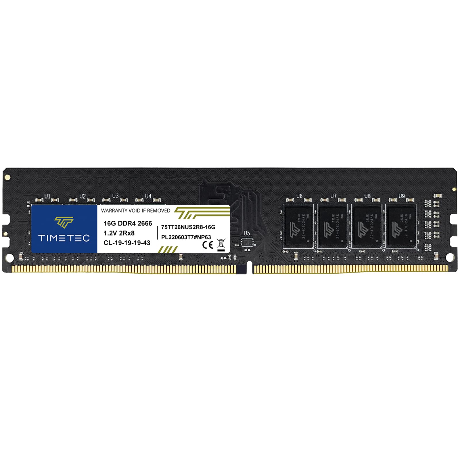 Timetec 16Gb Ddr4 2666Mhz Pc4 21300 Non Ecc Unbuffered 1.2V Cl19 2Rx8 Dual Rank 288 Pin Udimm Desktop Memory Ram Module Upgrade
