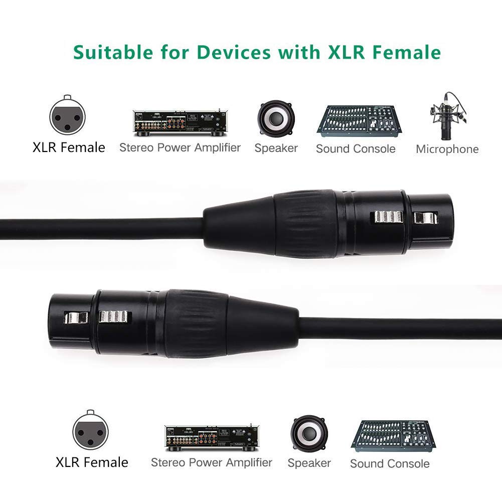 Nanyi Xlr Microphone Cable Splitter - 3 Pin Xlr Female To Female - 1.6 Feet/0.5 Meters Dmx Patch Cord