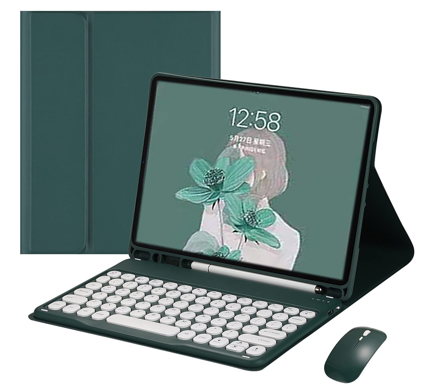 YEEHi iPad 9th 8th 7th Generation 10.2 inch/Air 3 Pro 10.5 inch Keyboard Case with Mouse Round Key Cute Candy Color Keyboard Blu