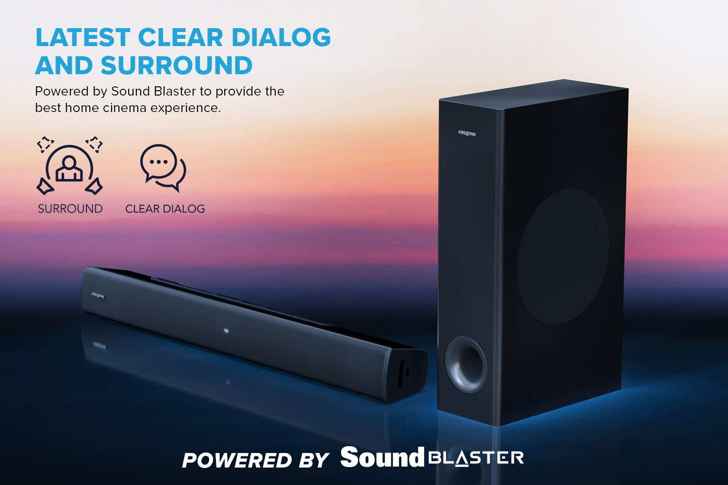 Creative Stage V2 2.1 Soundbar With Subwoofer, Clear Dialog And Surround By Sound Blaster, Bluetooth 5.0, Tv Arc, Optical, And U