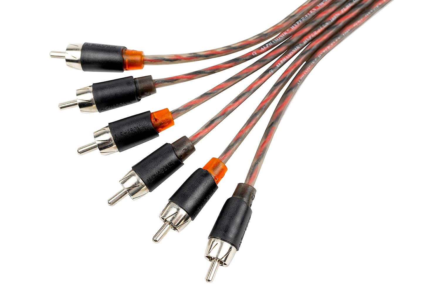 Alphasonik 17 Feet Premium 6 Channel Hyper Flex Rca Interconnect Signal Patch Audio Cable With X Radial Twist Wire Technology 10