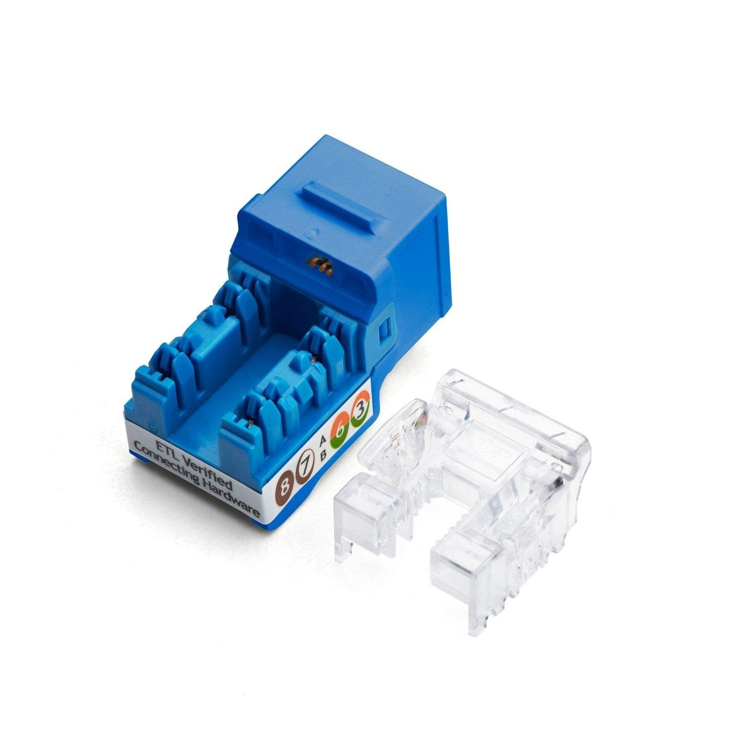 Truecable Cat6 Keystone Jack, Unshielded (Utp), 90 Degree Punch Down, Poe++ (4Ppoe) 100W, Ul Listed, Etl Verified, Ansi/Tia Certified, Modular Rj45 Female, Blue, 12 Pack