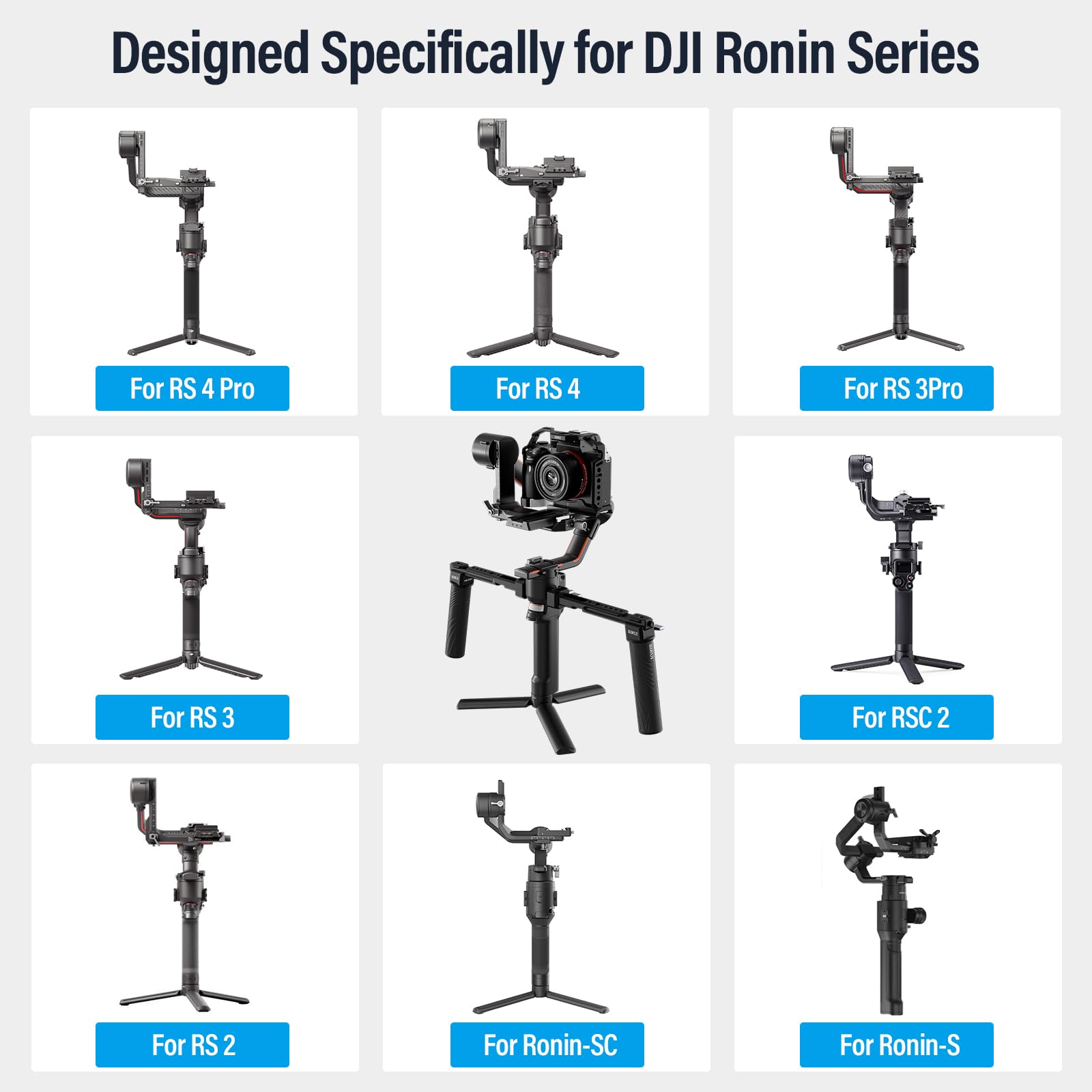 Sirui Dual Handgrip For Dji Rs 4/Rs 4Pro/Rs 3/Rs 3 Pro/Rs 2/Rsc 2/Ronin S/Ronin Sc, Gimbal Handle For Ronin Series With Nato Rails, Cold Shoe, 1/4' & 3/8' Threads, Am Dsh