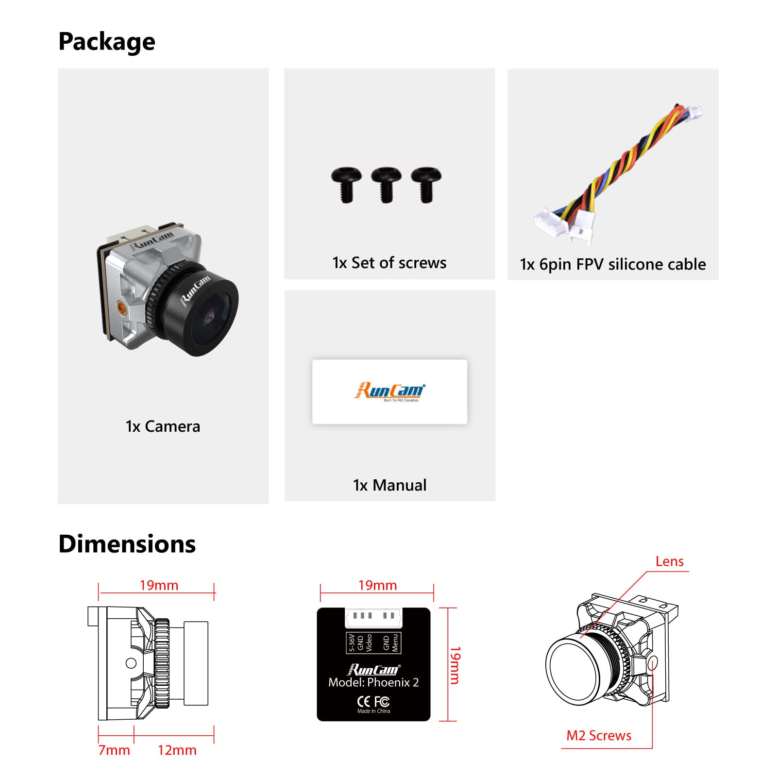 Runcam Phoenix 2 Joshua Edition Micro Fpv Camera 1000Tvl Fov 155� Super Global Wdr Freestyle Fpv Cam With 2.1Mm Lens 4:3/16:9 Switchable For Fpv Drone