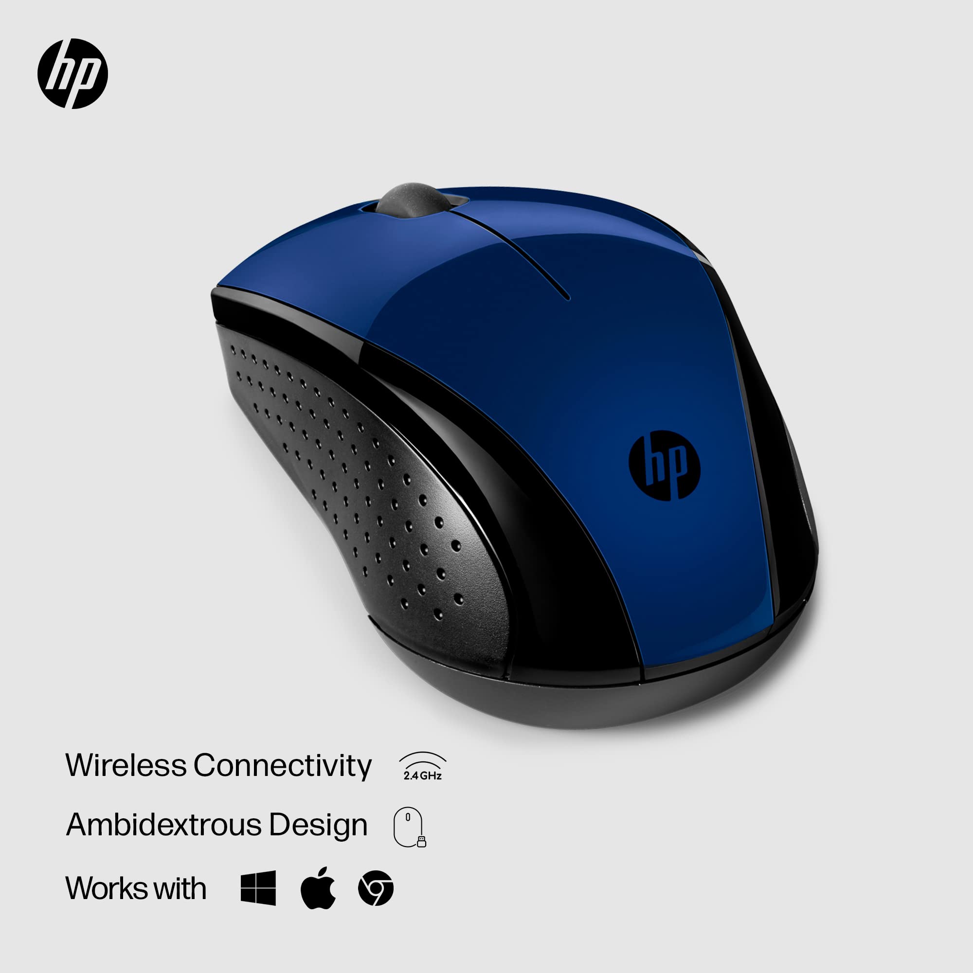 HP X3000 G3 Wireless Mouse   Blue, 15 Month Battery, Side Grips for Control, Travel Friendly, Blue LED, Powerful 1600 DPI Optical Sensor, Compatible with Wins PC/Laptop, Mac, Chromebook (683N8AA#ABL)