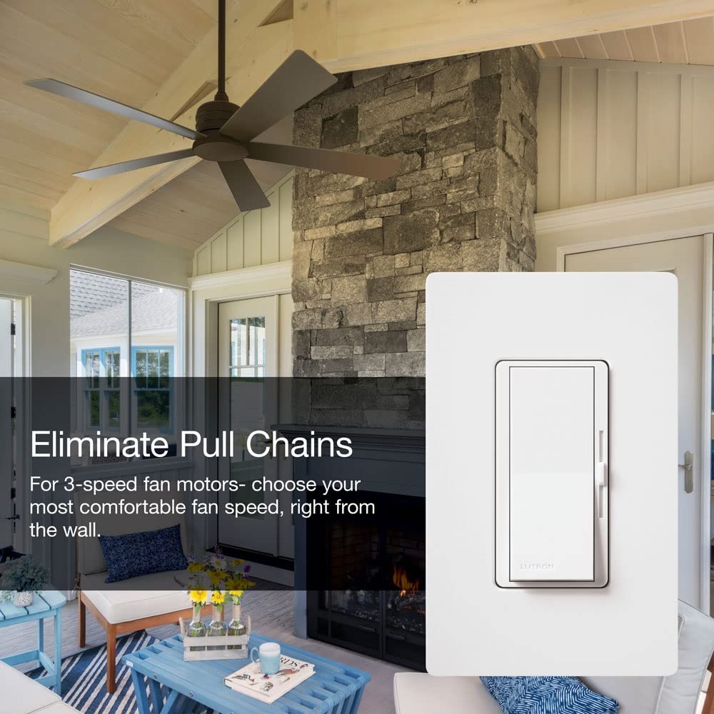 Lutron Diva Quiet 3 Speed Fan Control, 1.5 Amp Single Pole/3 Way With Wallplate, Dvwfsq Fh La, Light Almond