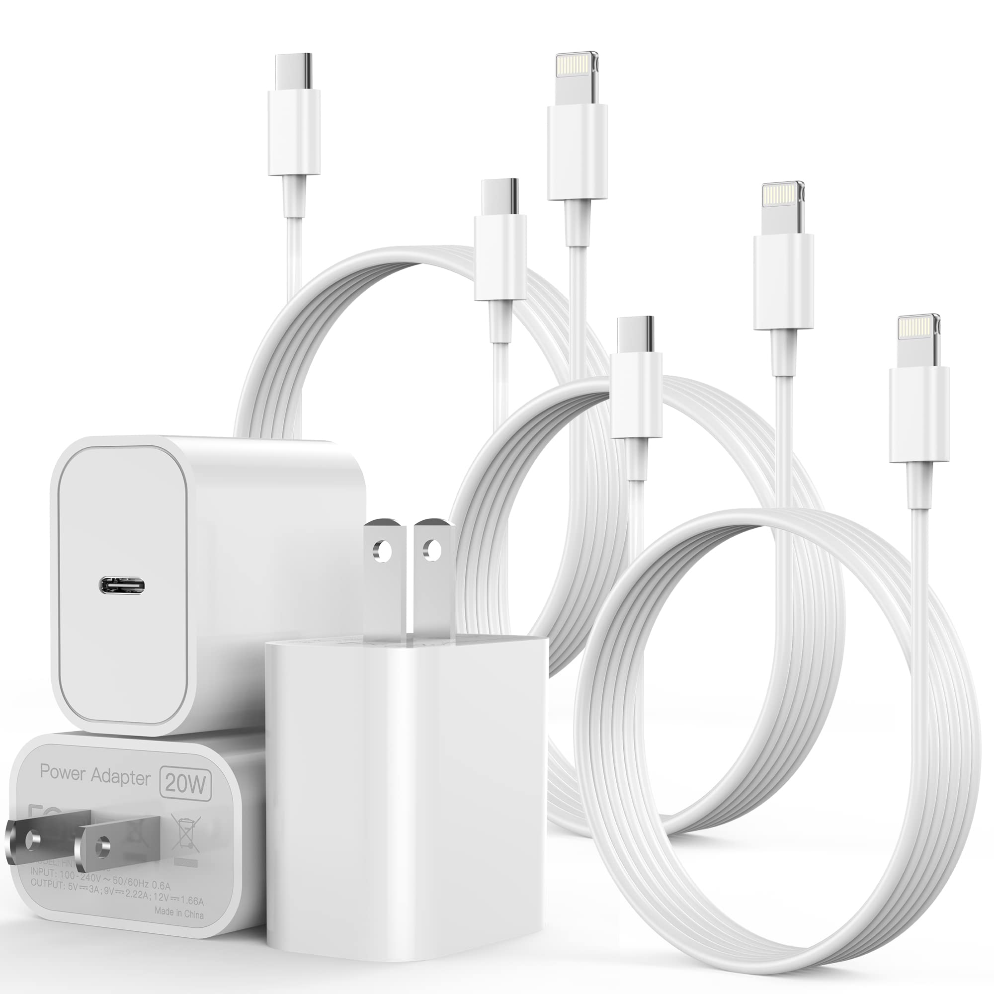 Iphone 14 13 12 11 Fast Charger, 3 Pack 20W Pd Usb C Wall Fast Charger With 6Ft Type C Fast Charging Cable Compatible With Iphon