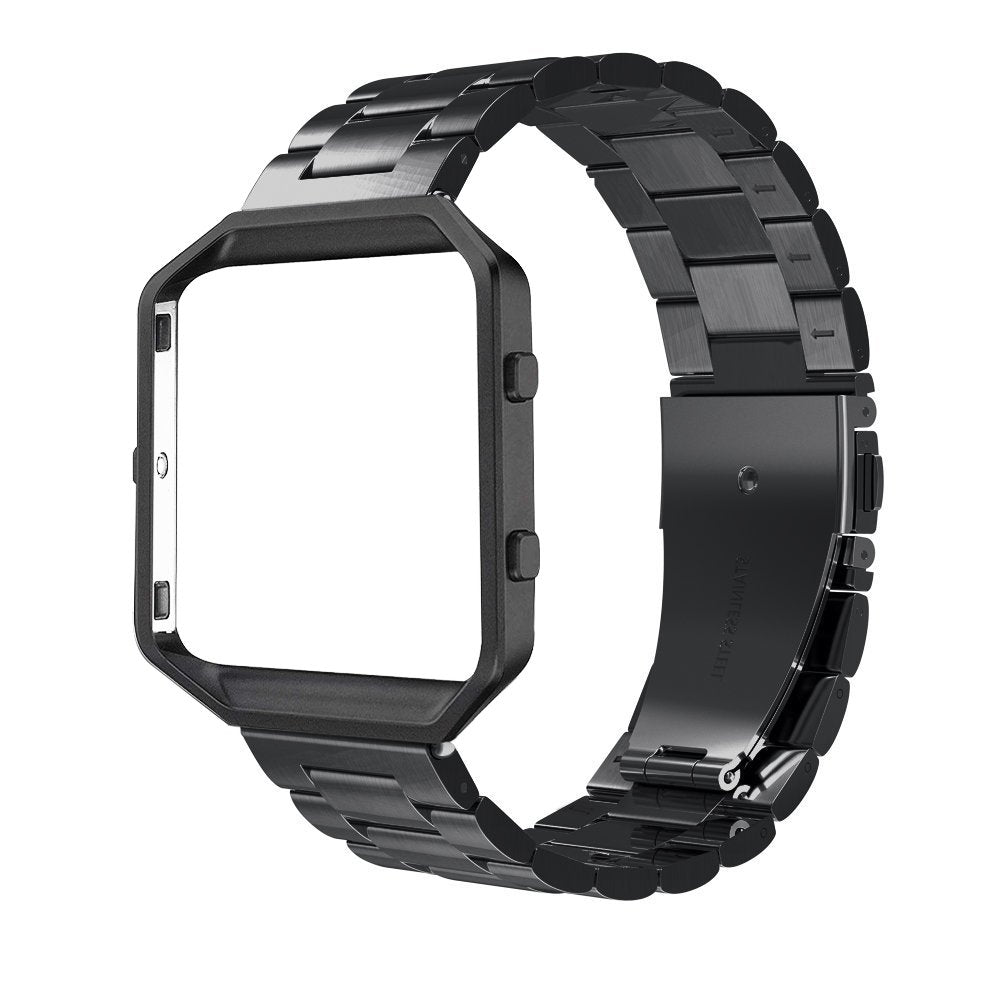 Simpeak Women Men Stainless Steel Metal Band Strap With Stailess Steel Frame Compatible With Fitbit Blaze, Match Link Removal To