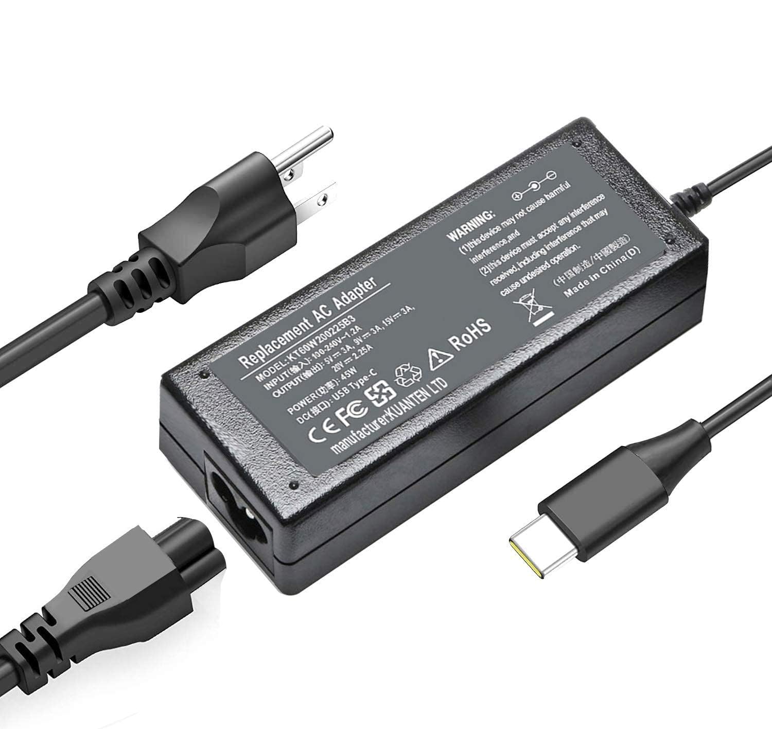 45W Usb C Laptop Charger For Lenovo Yoga C940 C740 S730 720 730 720 13Ikb 730 13Ikb 730S 910 920 920 13Ikb Chromebook C330 S330 T470S T480 T480S T580 T580S E480 E580 X280 P52S 4X20M26268 Power Adapter